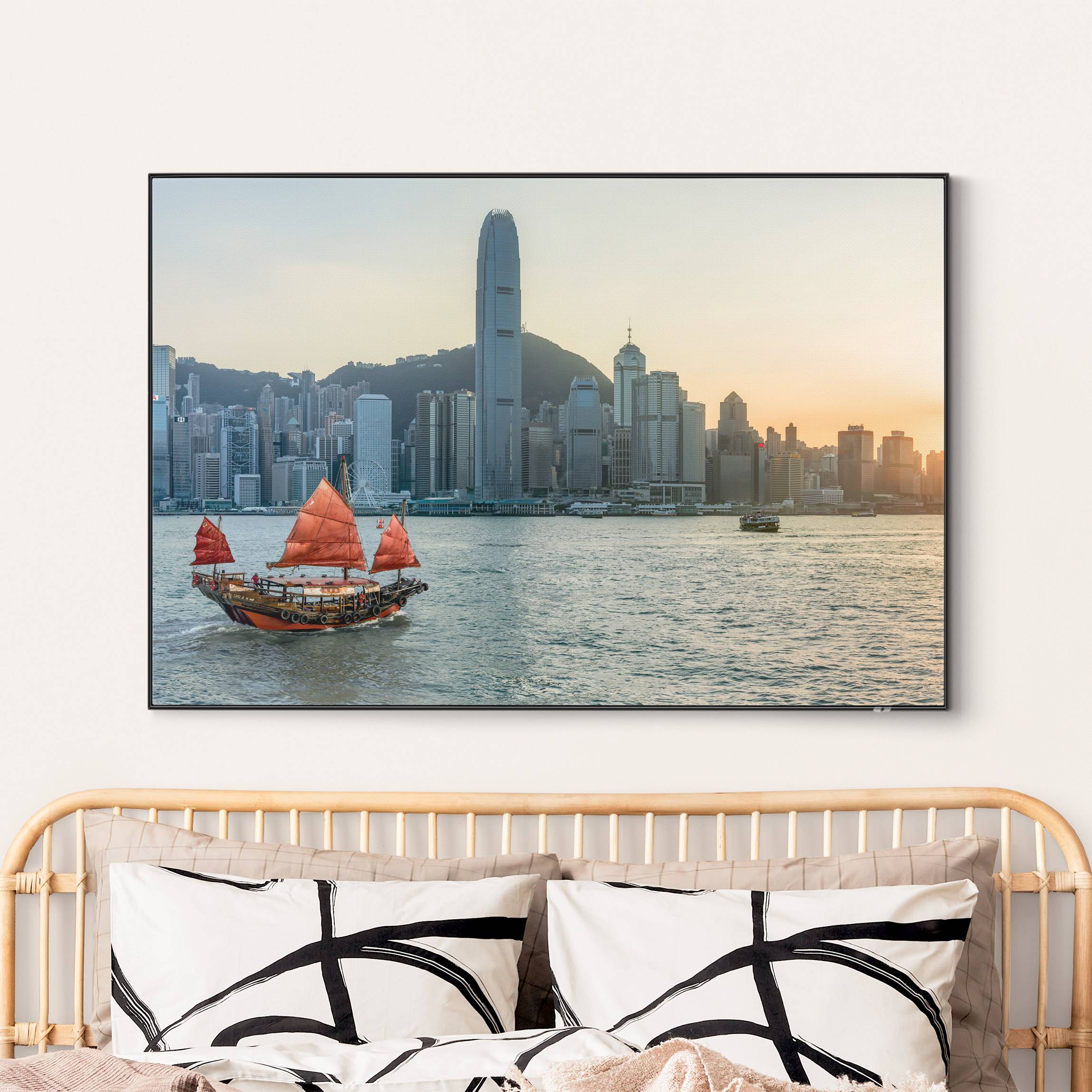 Wechselbild Dschunke im Victoria Harbour