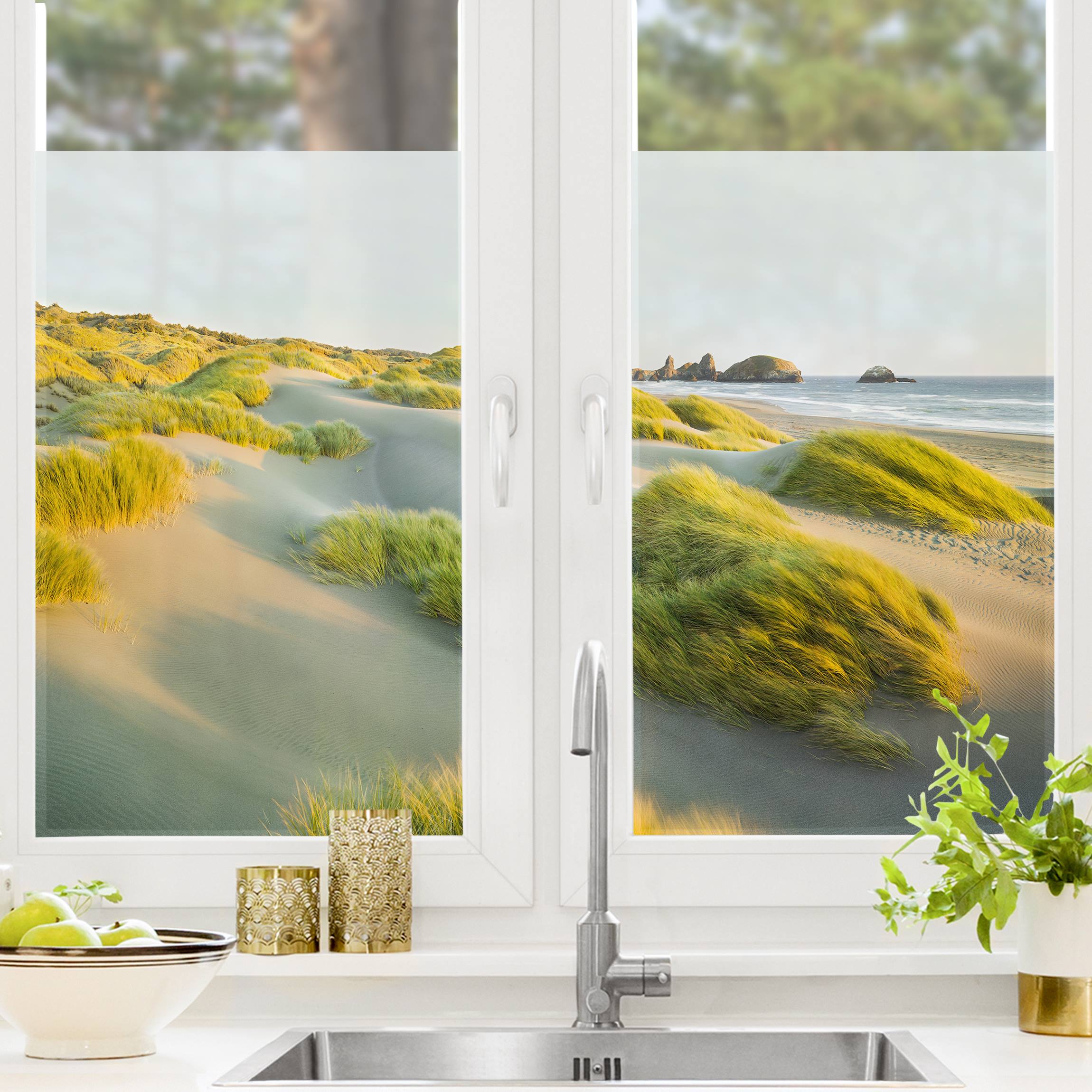 Fensterfolie Dünen und Gräser am Meer