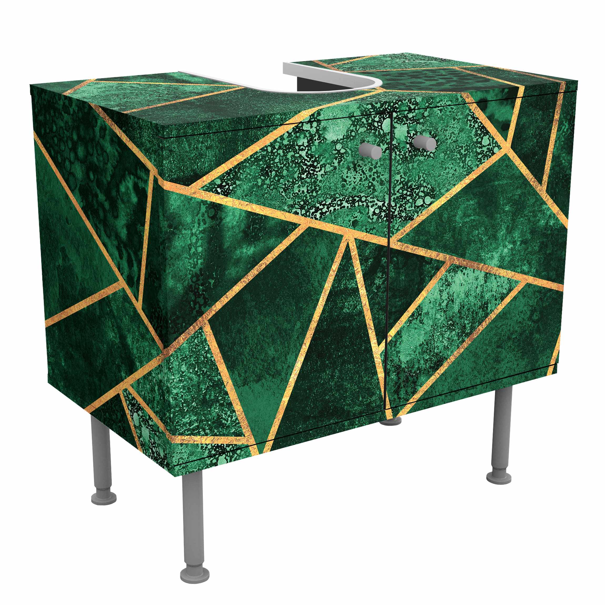 Waschbeckenunterschrank Dunkler Smaragd mit Gold