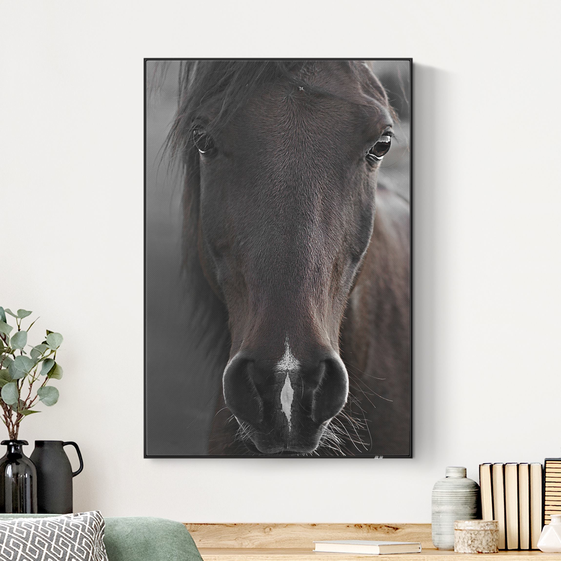 Akustik-Wechselbild Dunkles Pferd