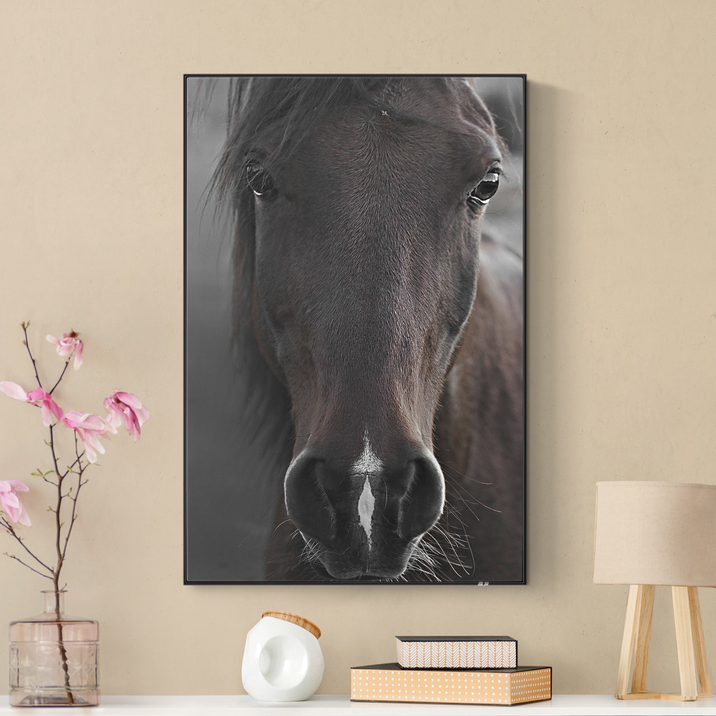 Akustik-Wechselbild Dunkles Pferd