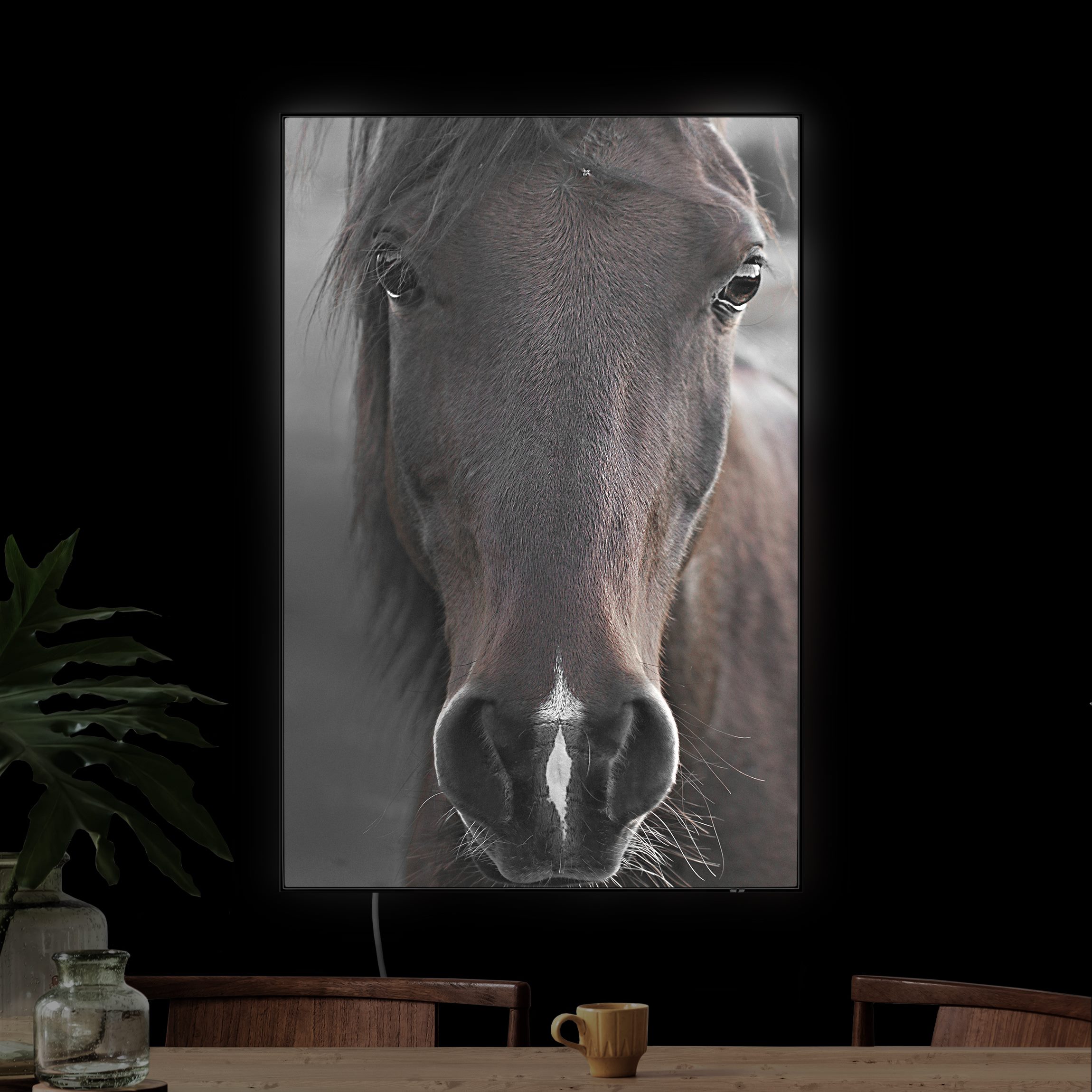 LED-Wechselbild Dunkles Pferd