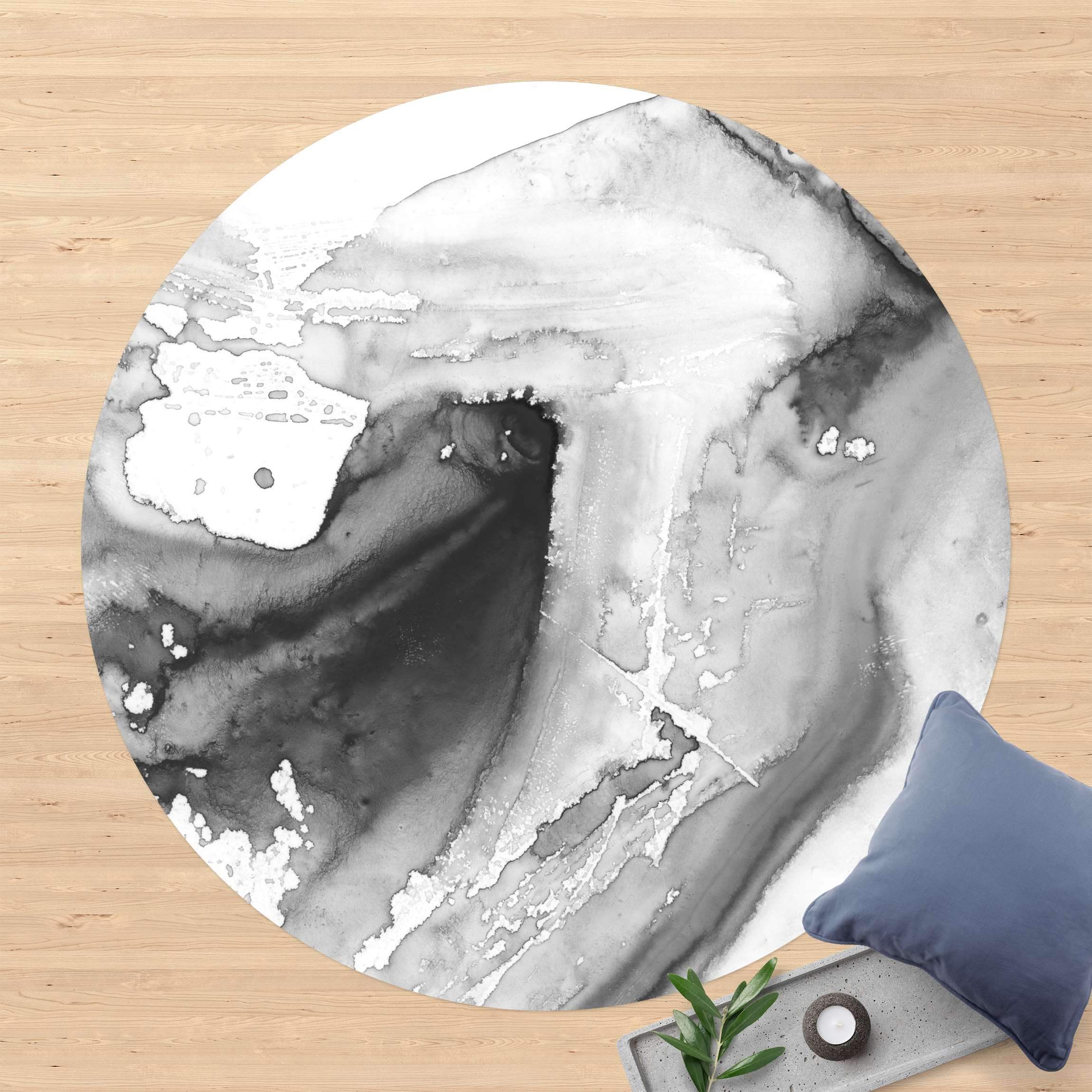 Runder Vinyl-Teppich Dunst und Wasser I