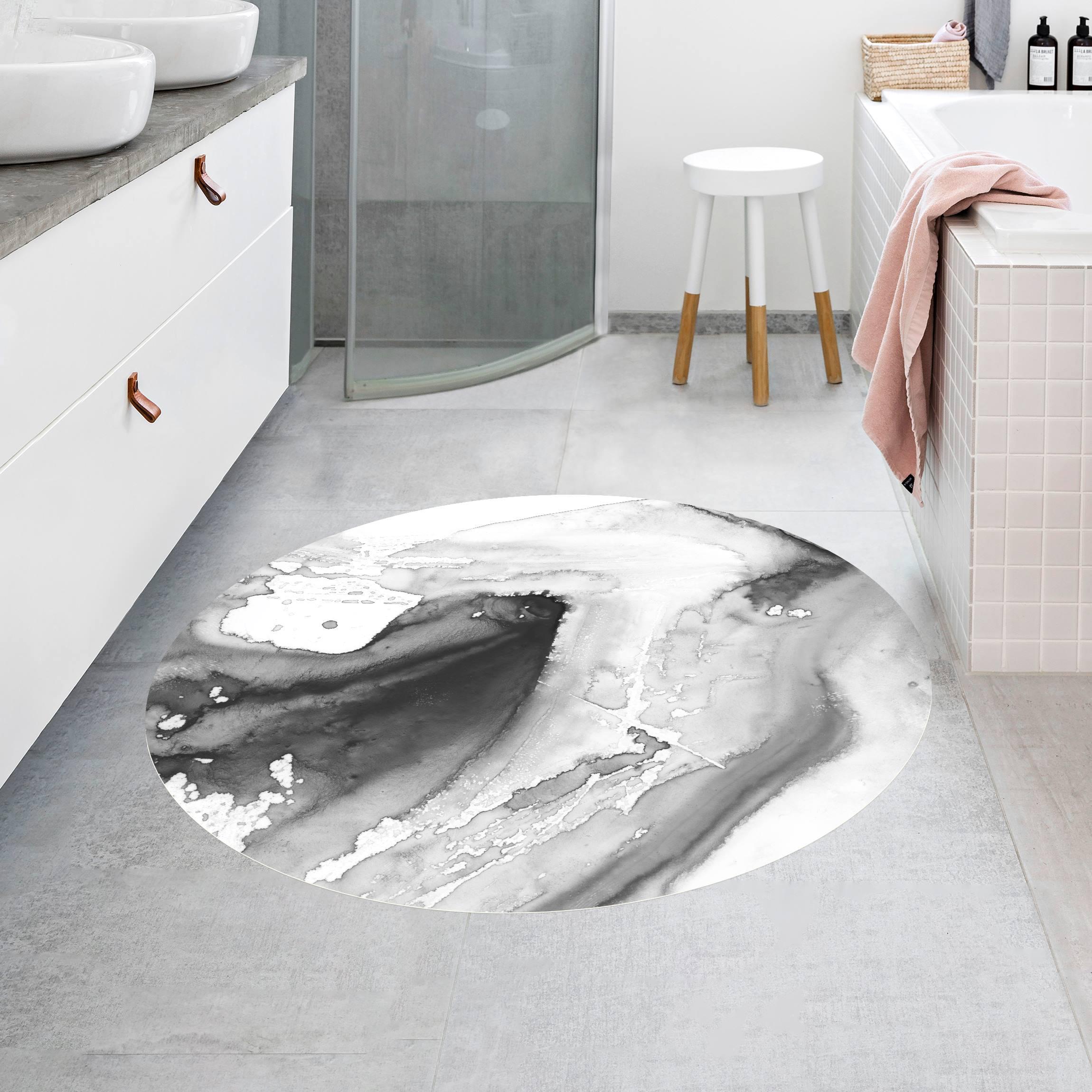 Runder Vinyl-Teppich Dunst und Wasser I