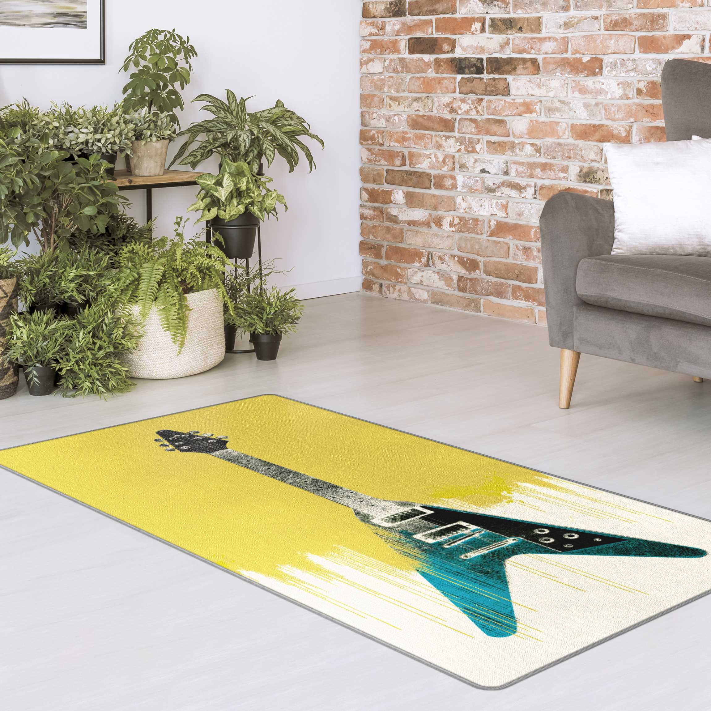 Teppich E-Gitarre auf Gelb