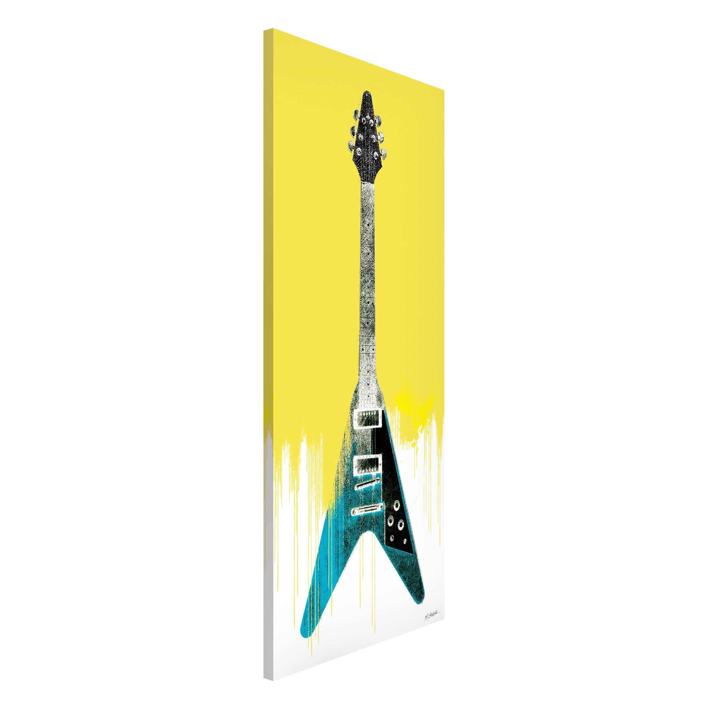 Magnettafel E-Gitarre auf Gelb