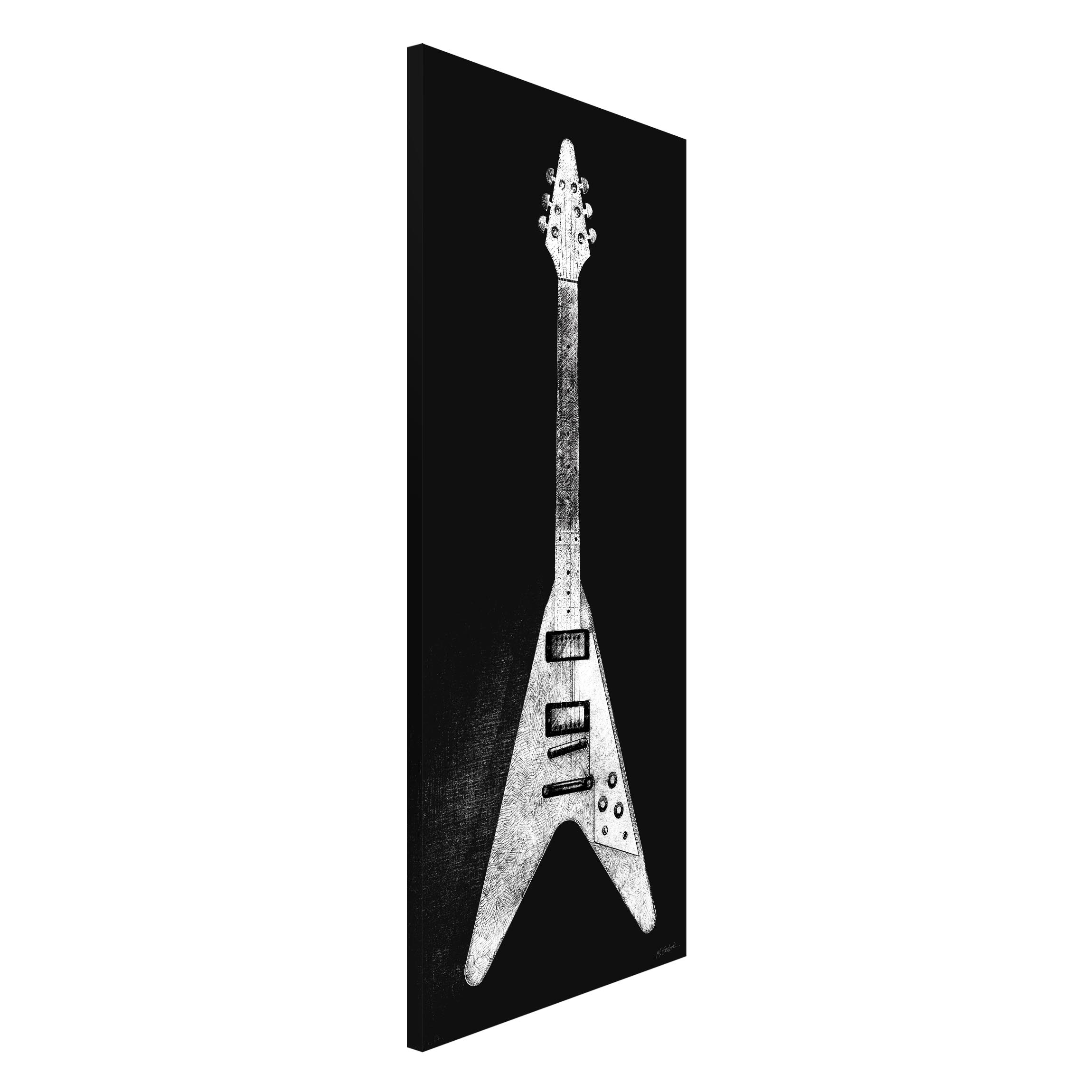 Magnettafel E-Gitarre Schwarz-Weiß