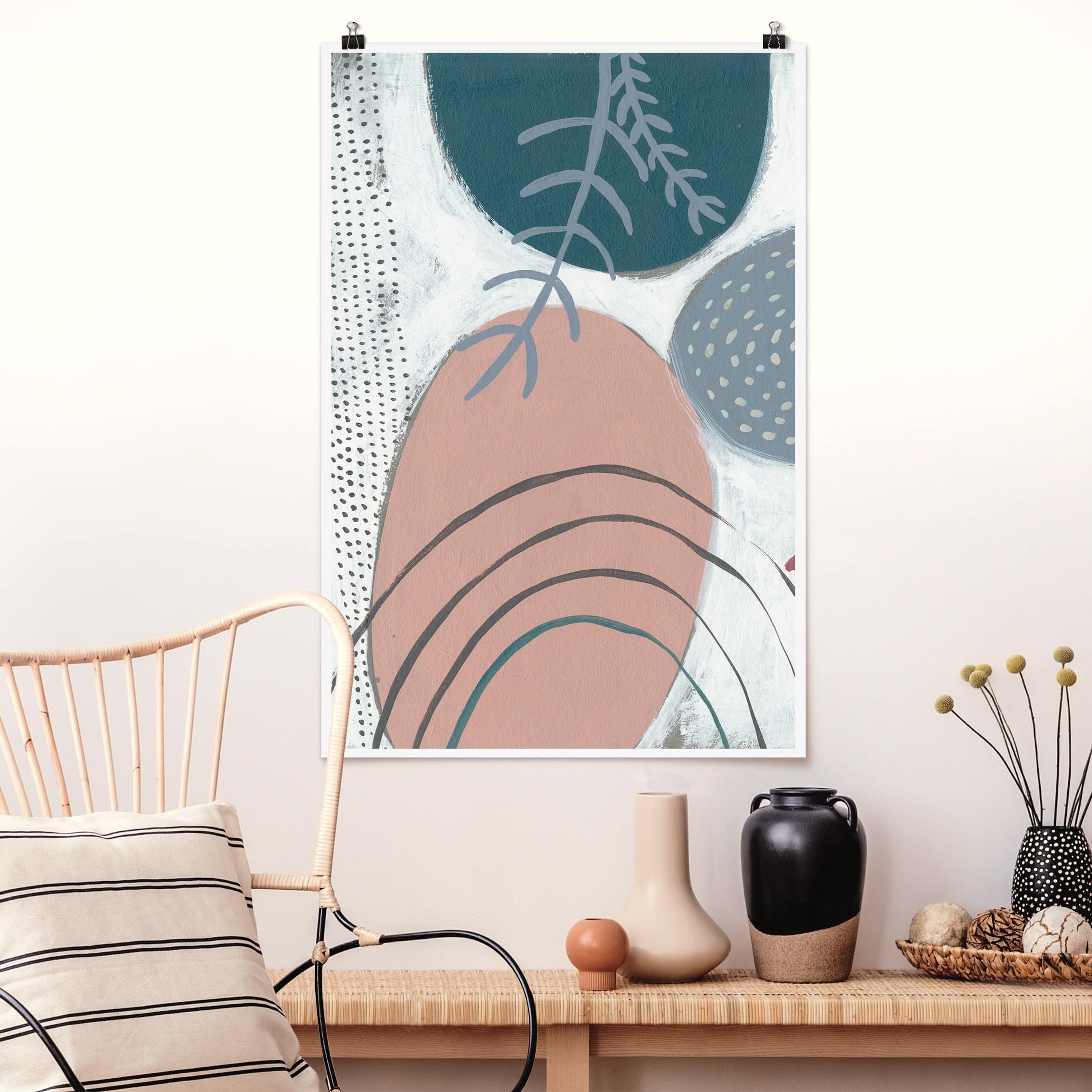 Poster - Hochformat Karneval der Formen in Petrol II