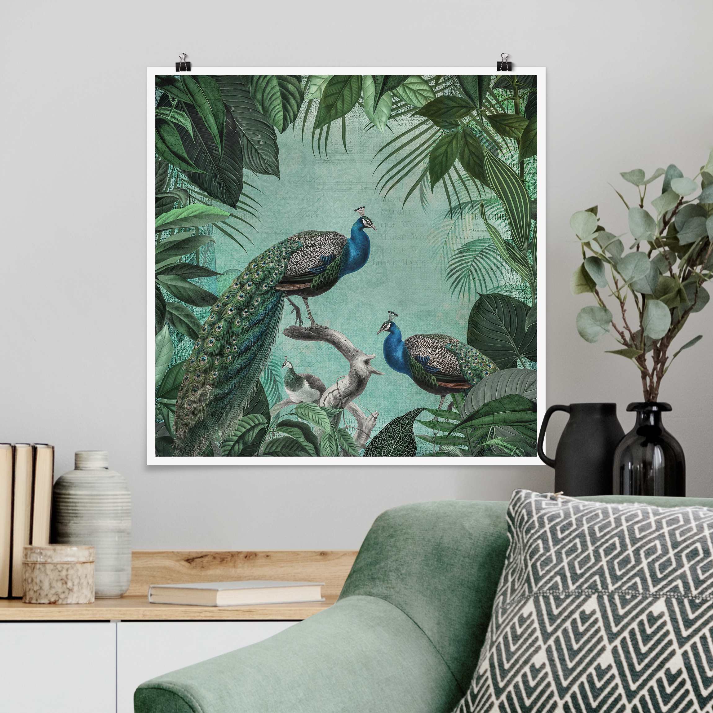 Poster Shabby Chic Collage - Edler Pfau