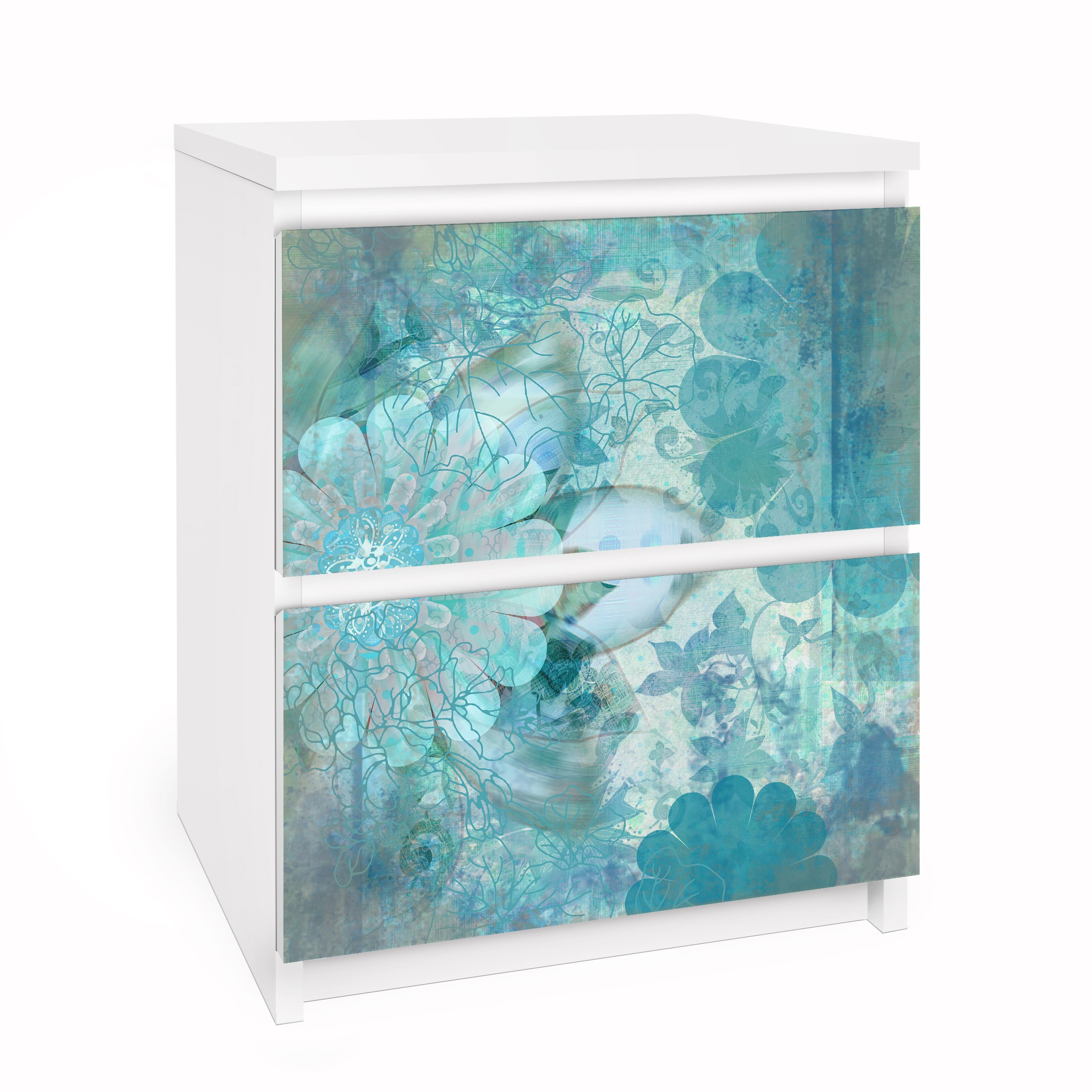 Möbelfolie für IKEA Malm Kommode 2 Schubladen Winterblumen