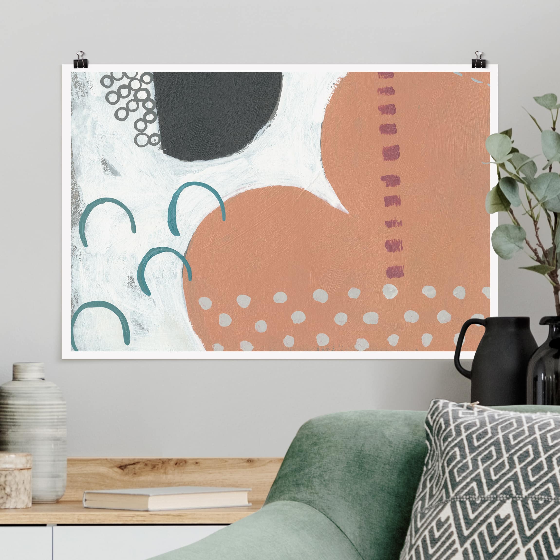 Poster - Querformat Karneval der Formen in Lachs III