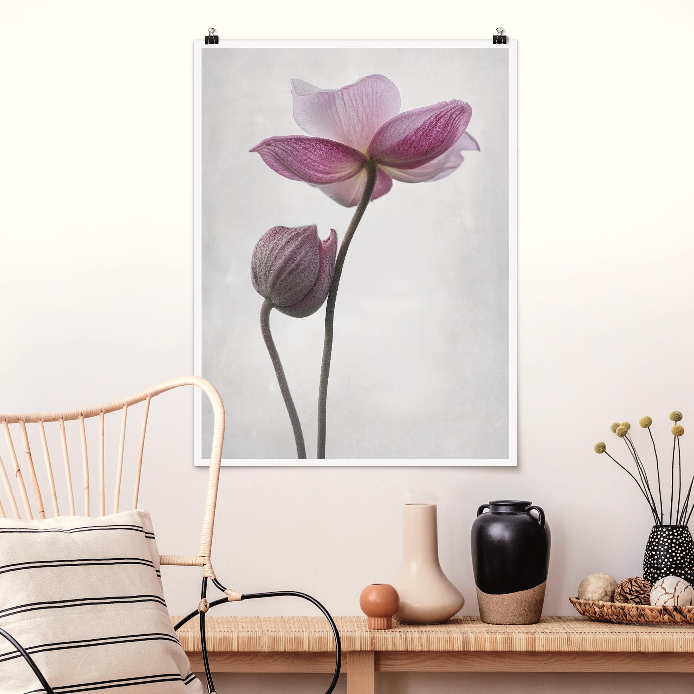 Poster - Hochformat Anemonen in rosa