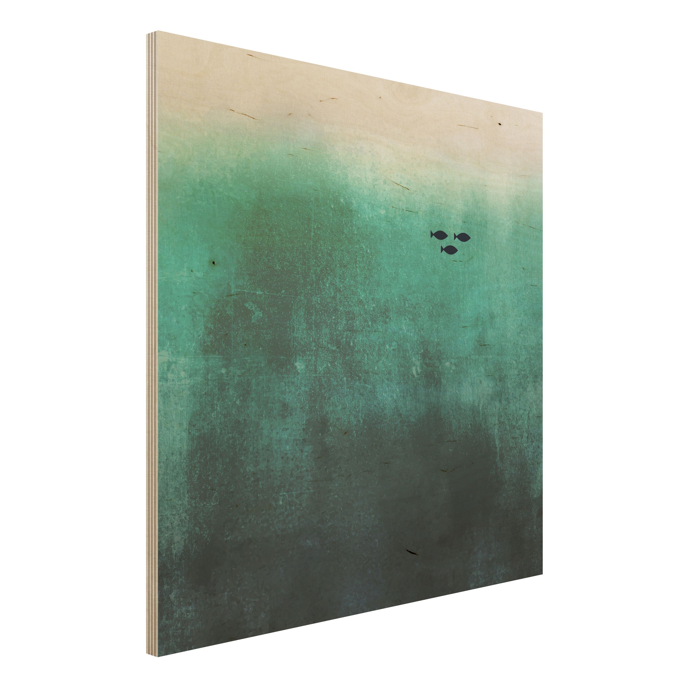 Holzbild Fische in der Tiefsee