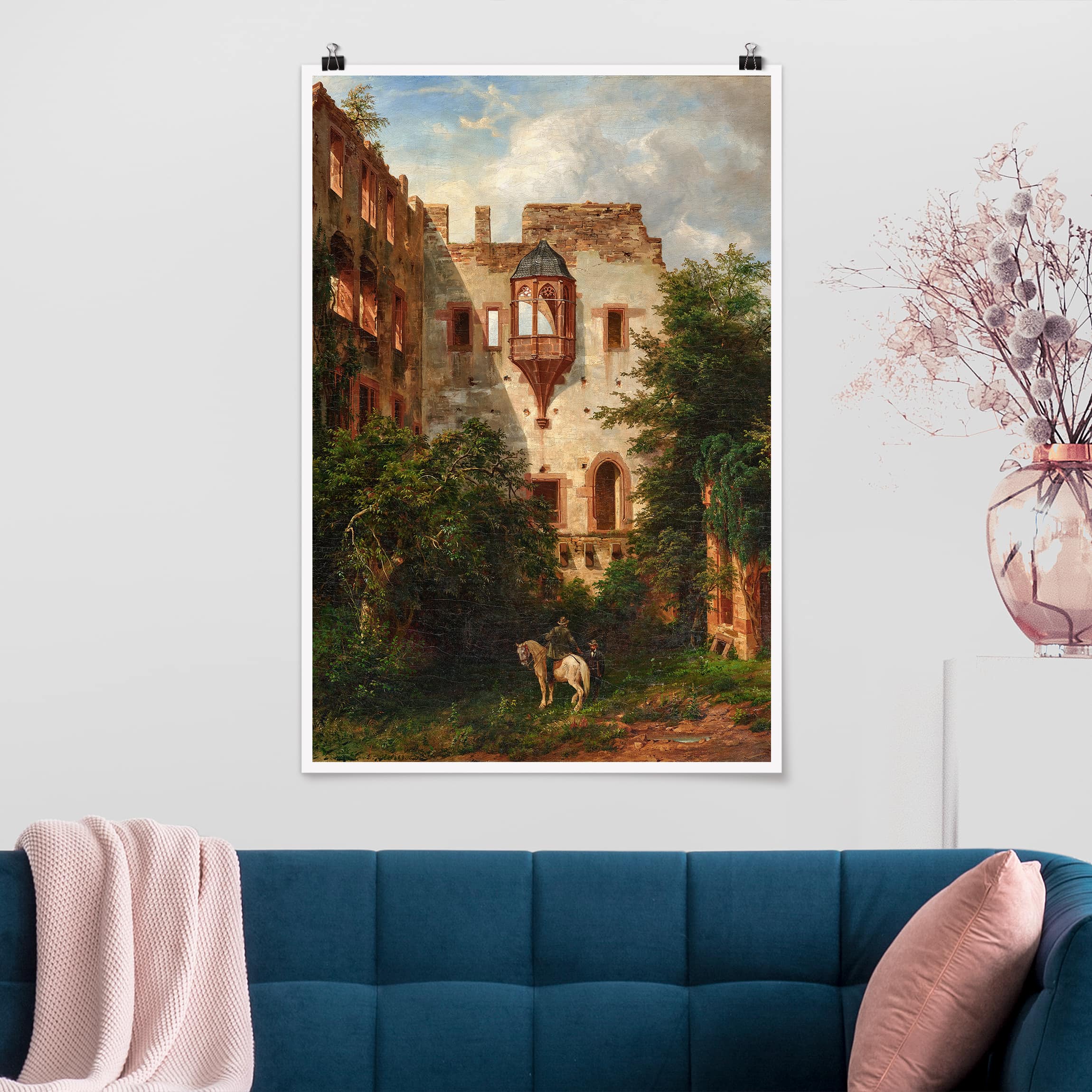 Poster - Hochformat Carl Ludwig Fahrbach - Im Hof des Heidelberger Schlosses