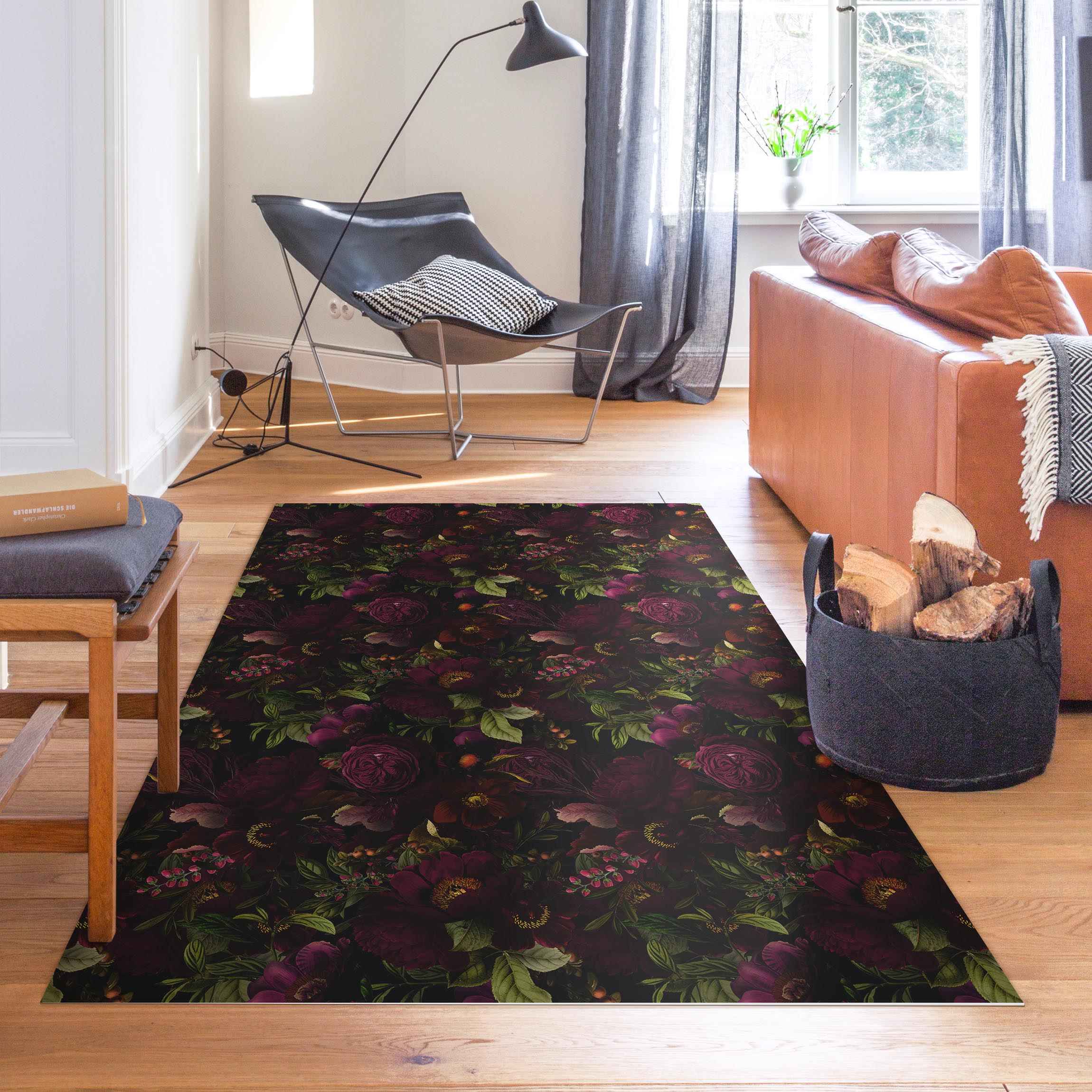 Vinylteppich Lila Blüten Dunkel