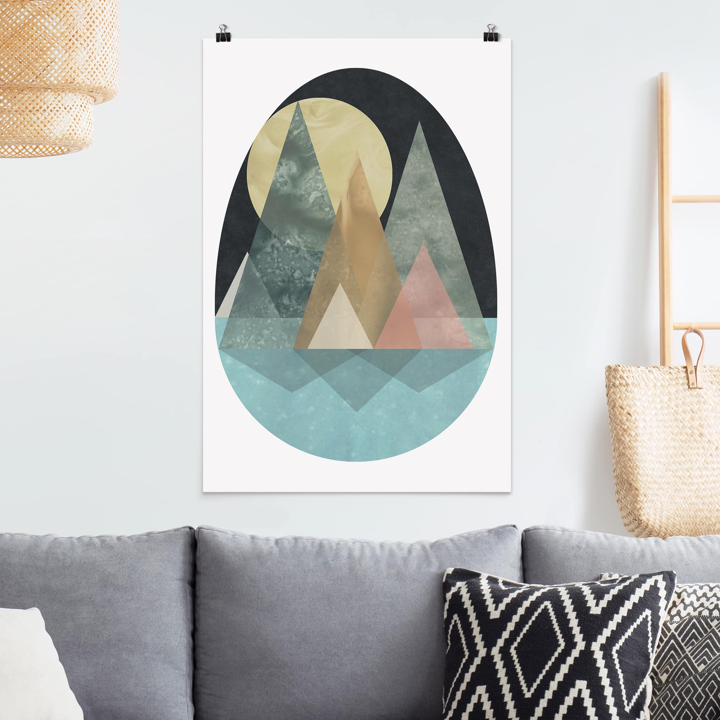 Poster - Hochformat Utopische Landschaft - Sonne