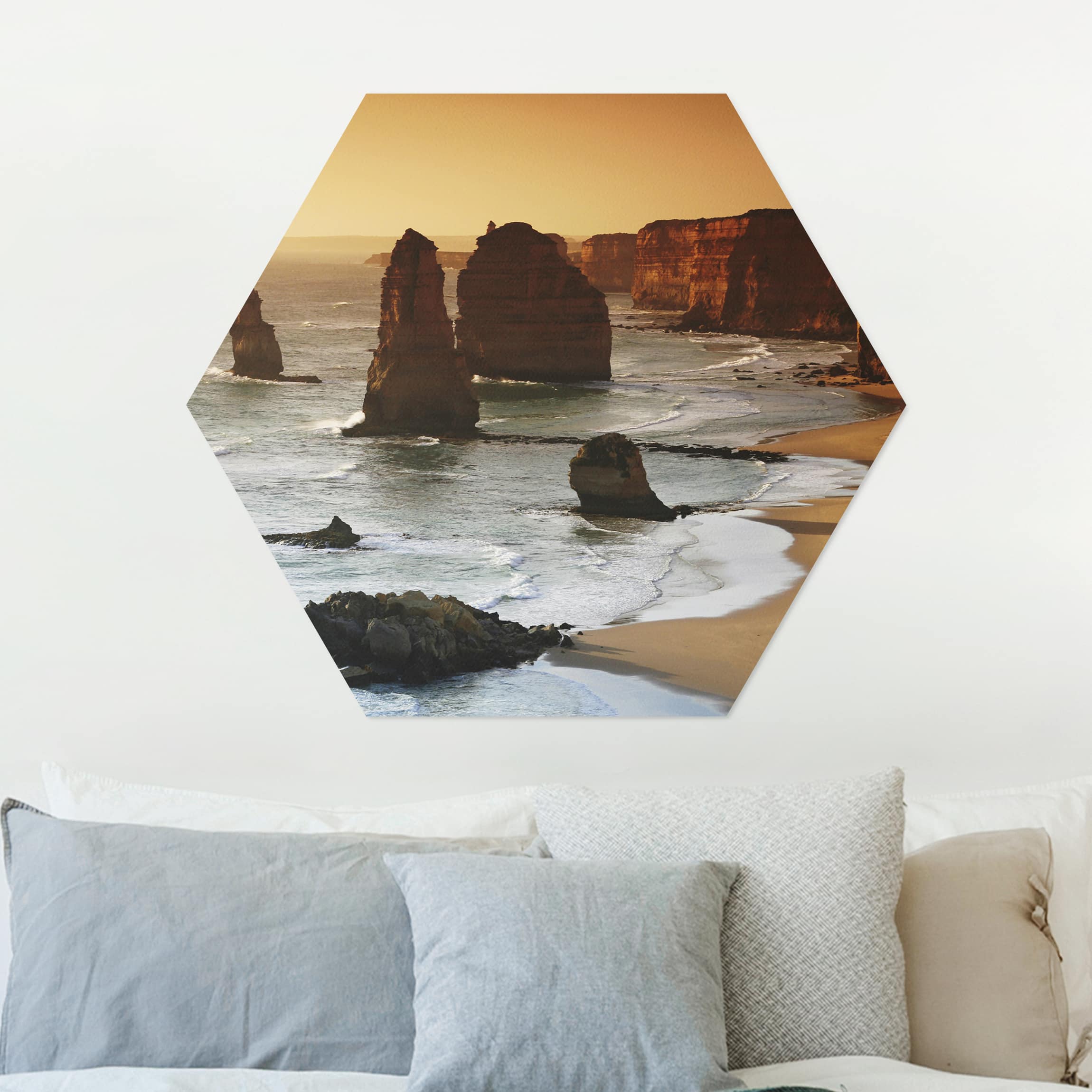 Hexagon-Alu-Dibond Bild Die zwölf Apostel von Australien