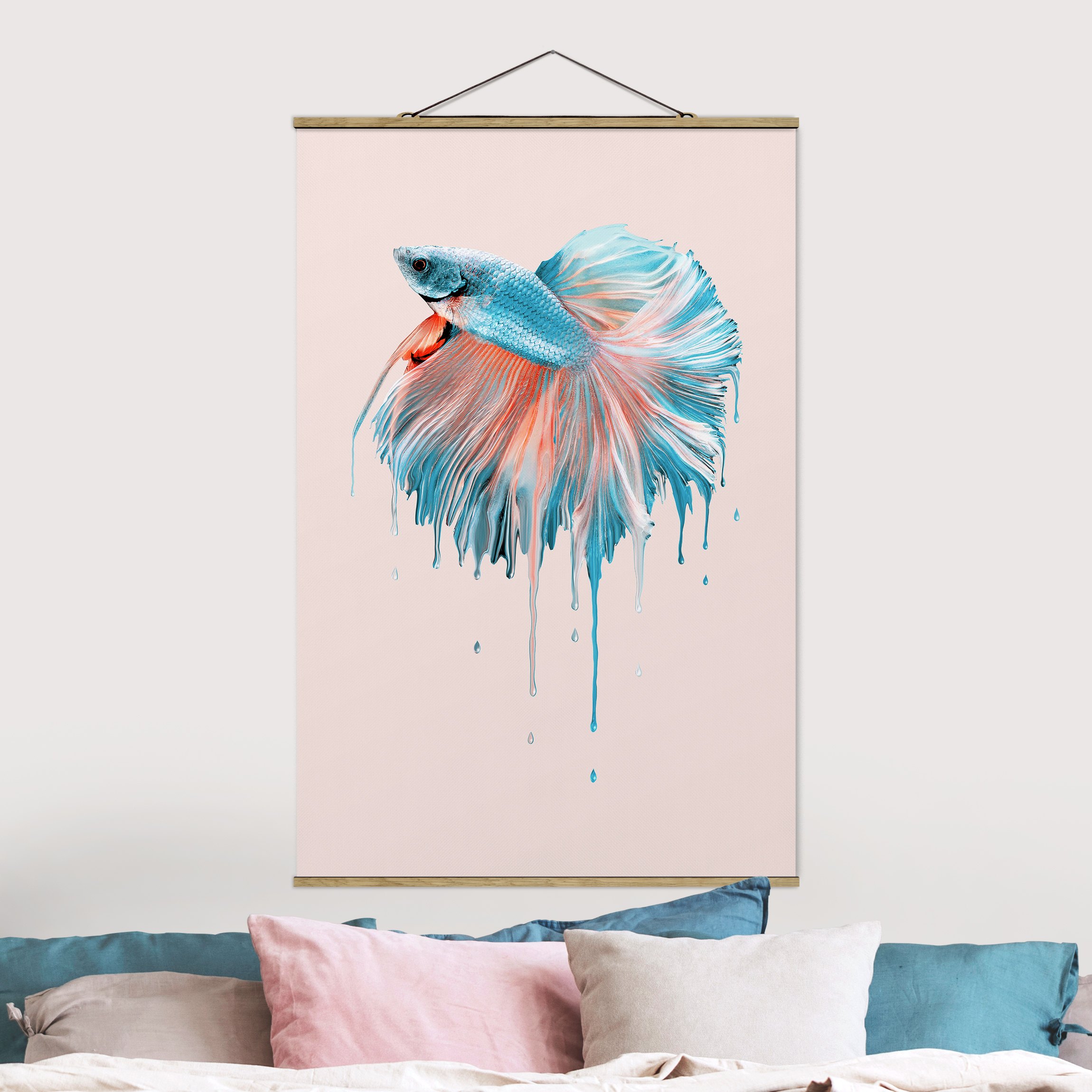 Stoffbild mit Posterleisten Schmelzender Fisch