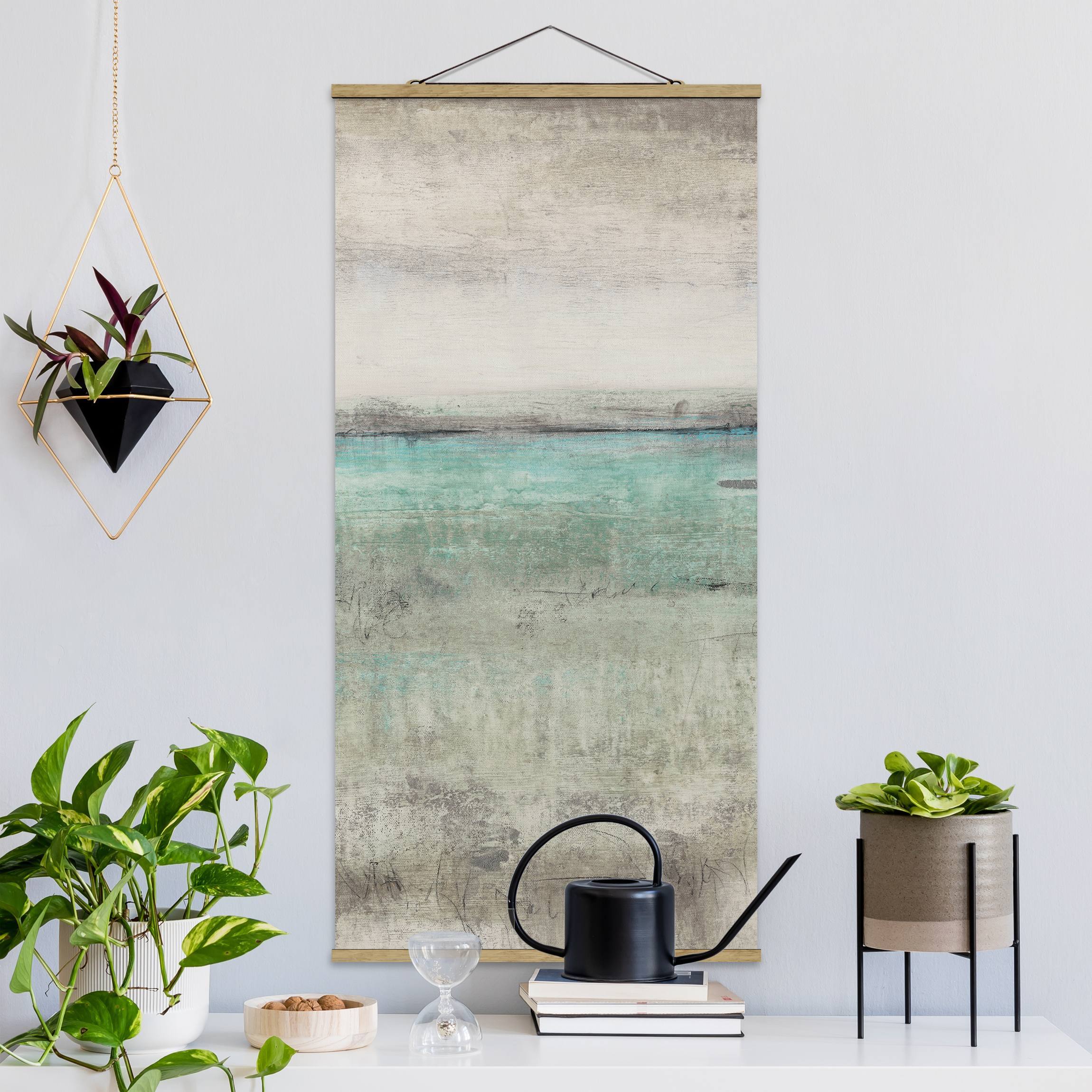 Stoffbild - Hochformat Horizont über Türkis II