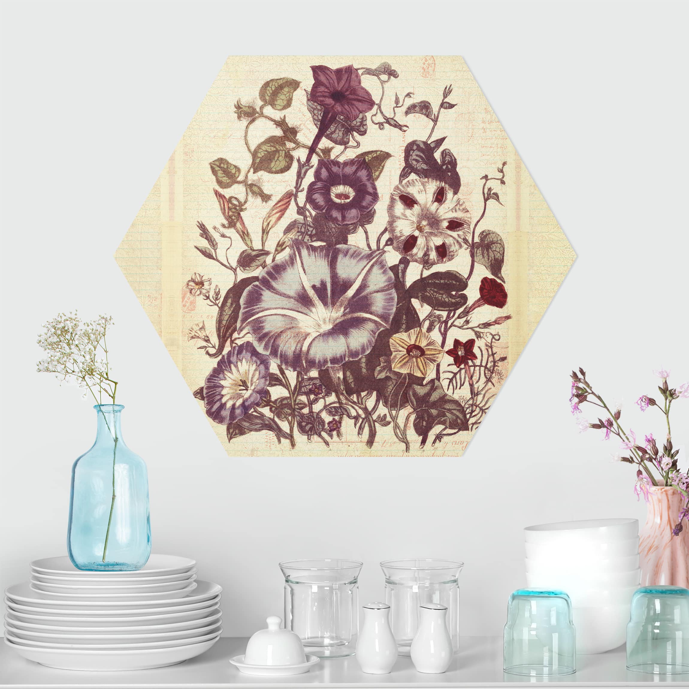 Hexagon-Forexbild Vintage Memory Blumenstrauss