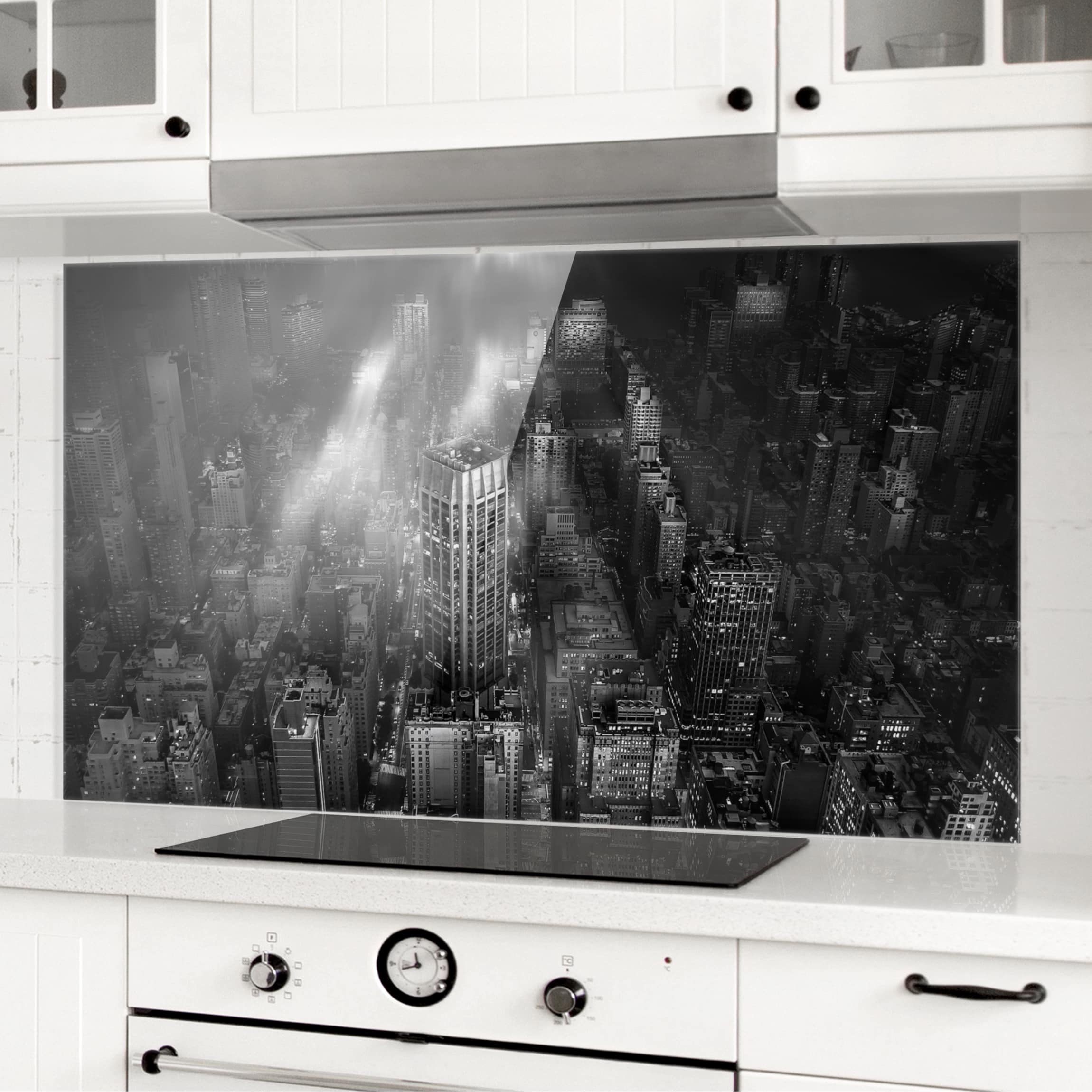 Glas Spritzschutz - Querformat 2:1 Sonnenlicht über New York City