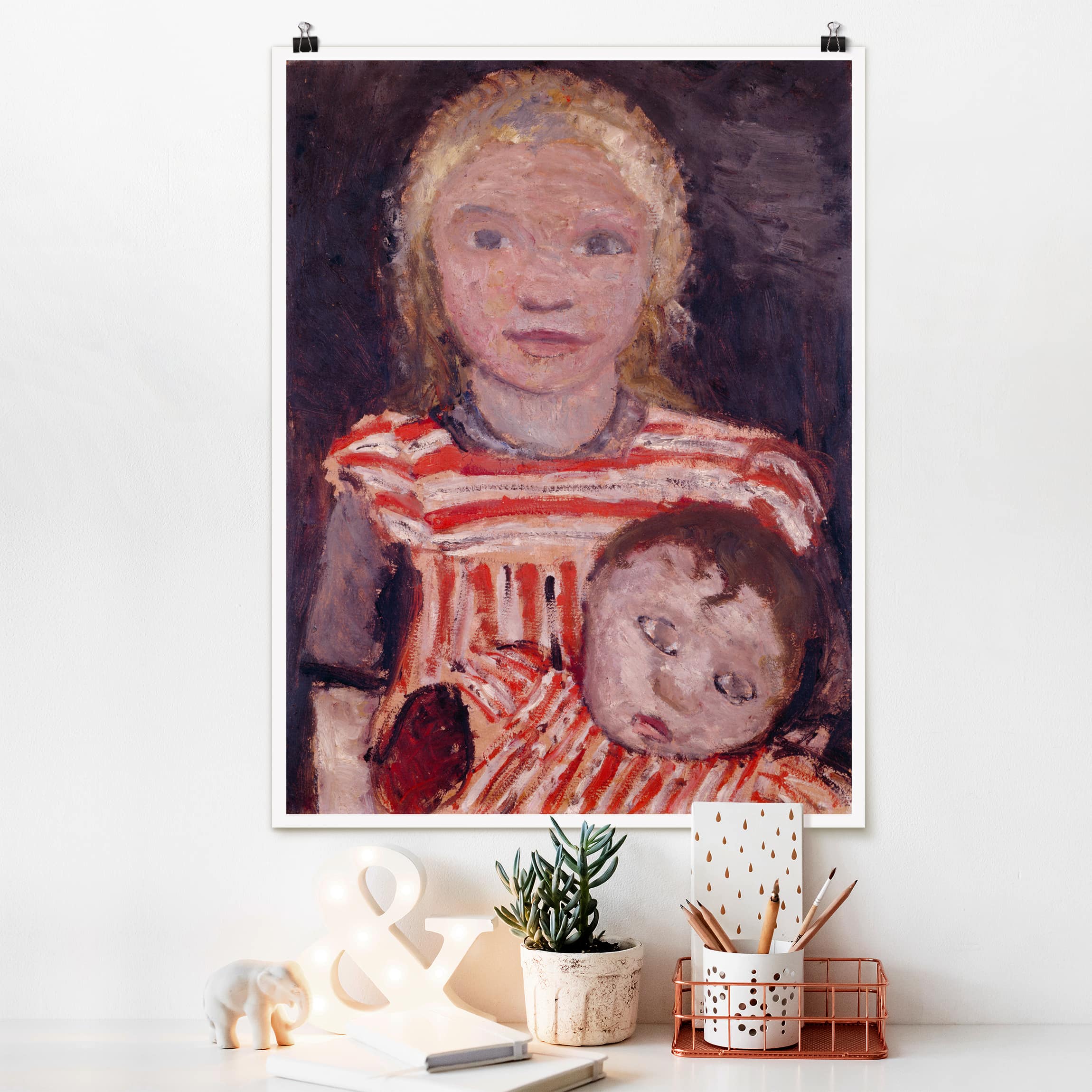 Poster Kunstdruck Paula Modersohn-Becker - Mädchen mit Puppe