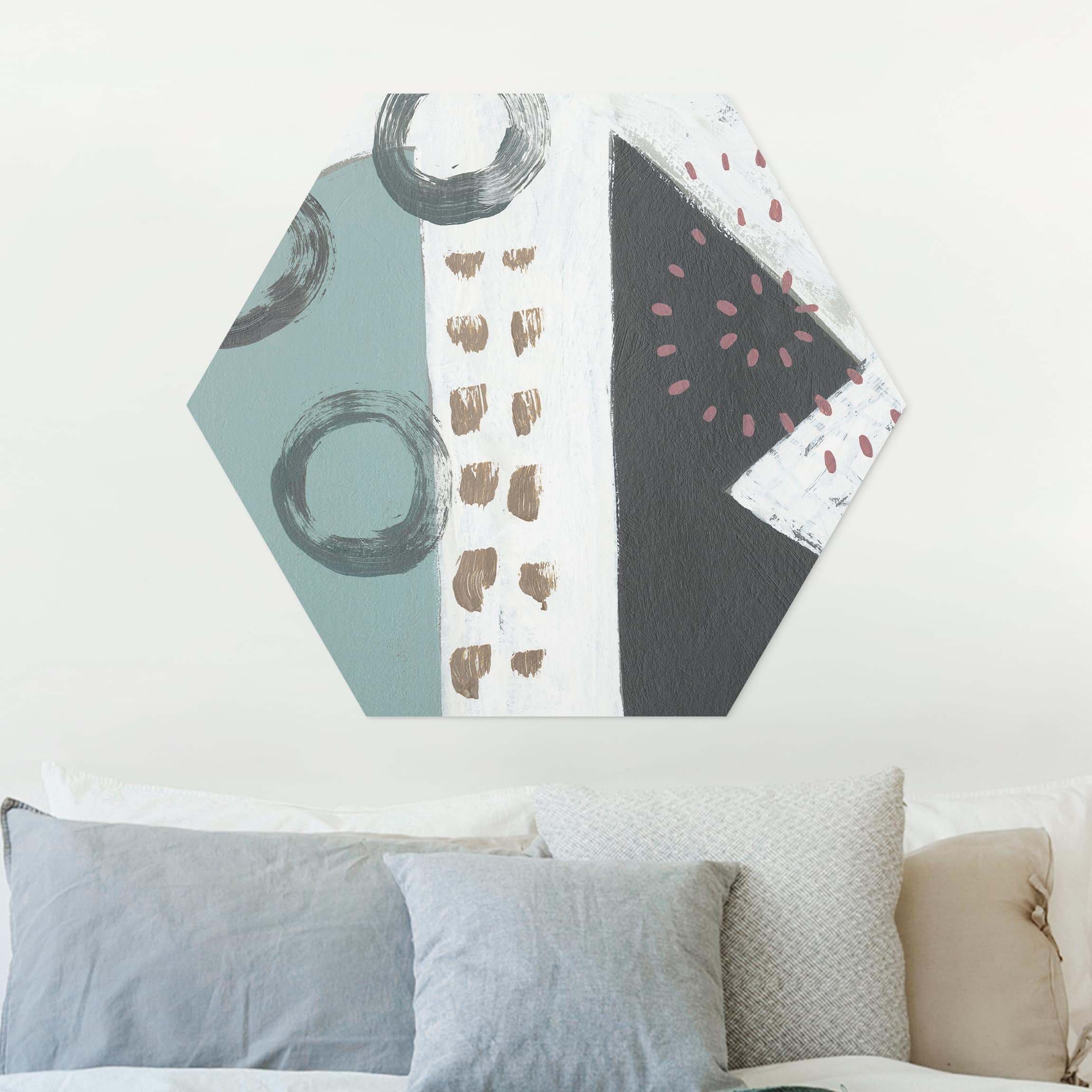 Hexagon-Forexbild Karneval der Formen in Petrol III