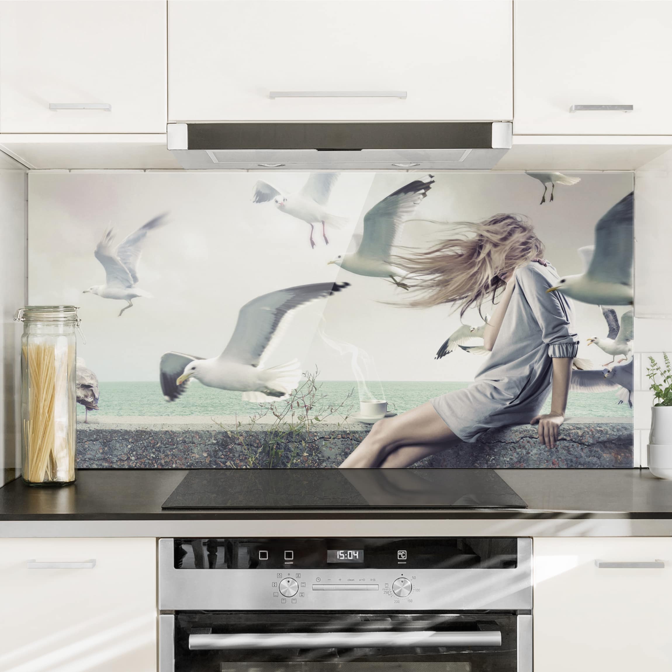 Glas Spritzschutz - Querformat 2:1 Kaffee am Meer