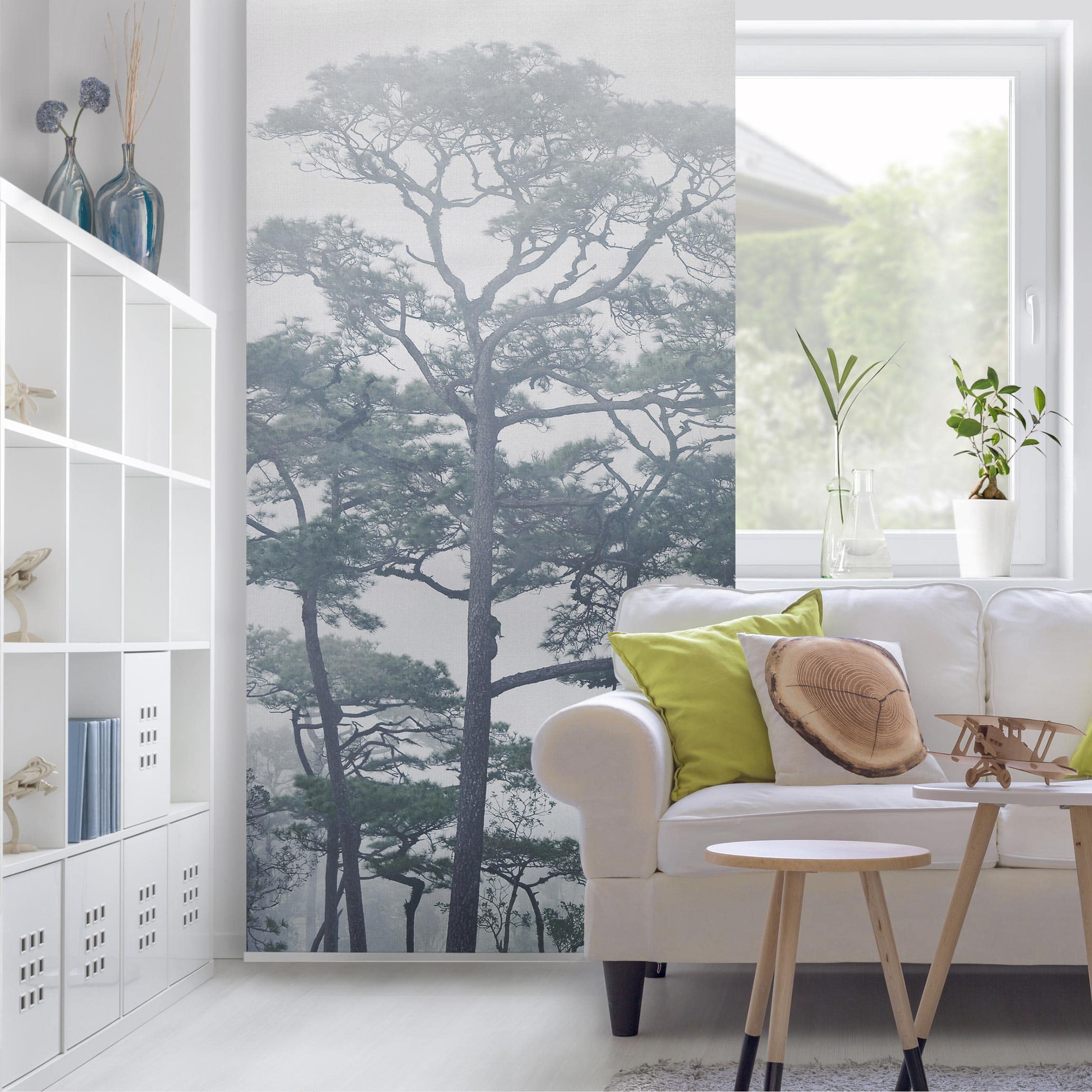 Raumteiler Baumkronen im Nebel