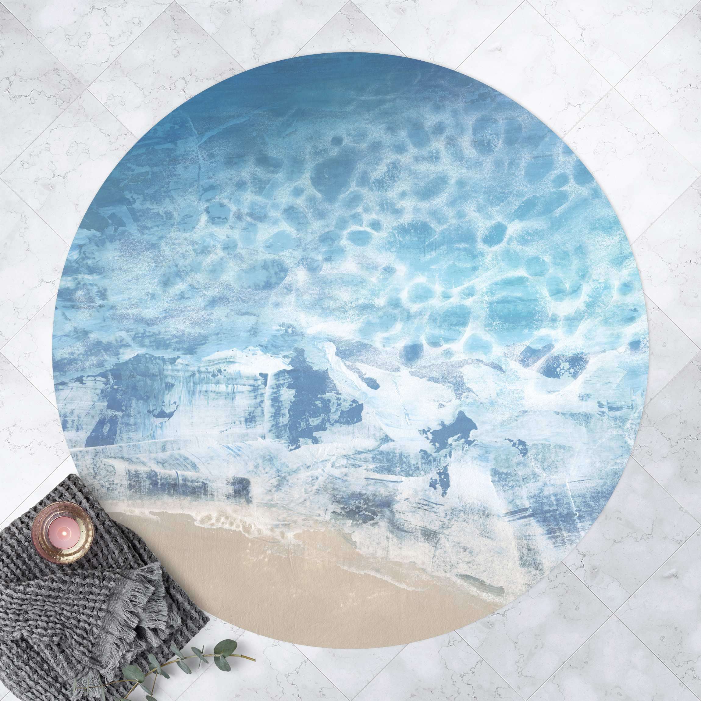 Runder Vinyl-Teppich Ebbe und Flut in Farbe II