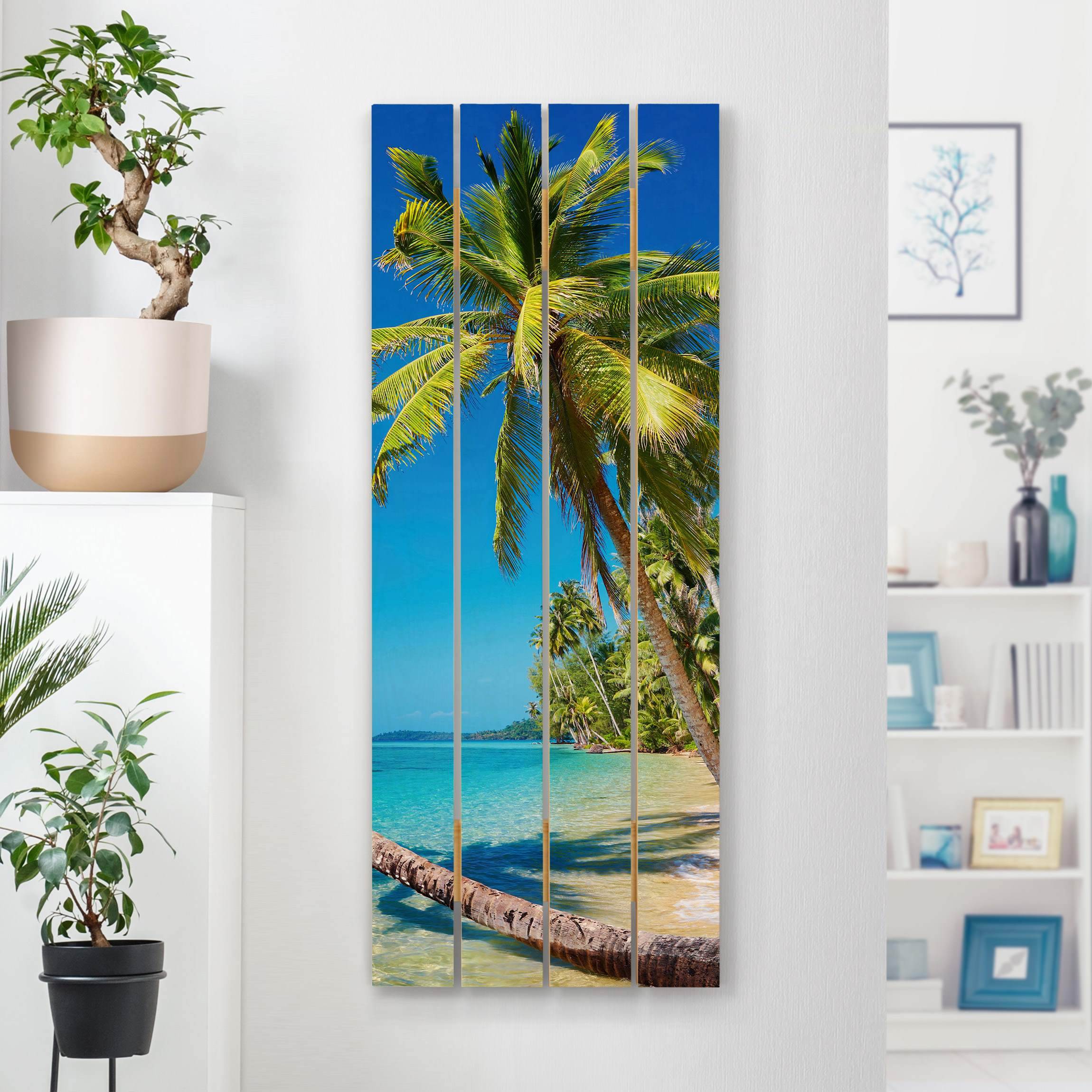 Holzbild Plankenoptik - Hochformat Beach of Thailand