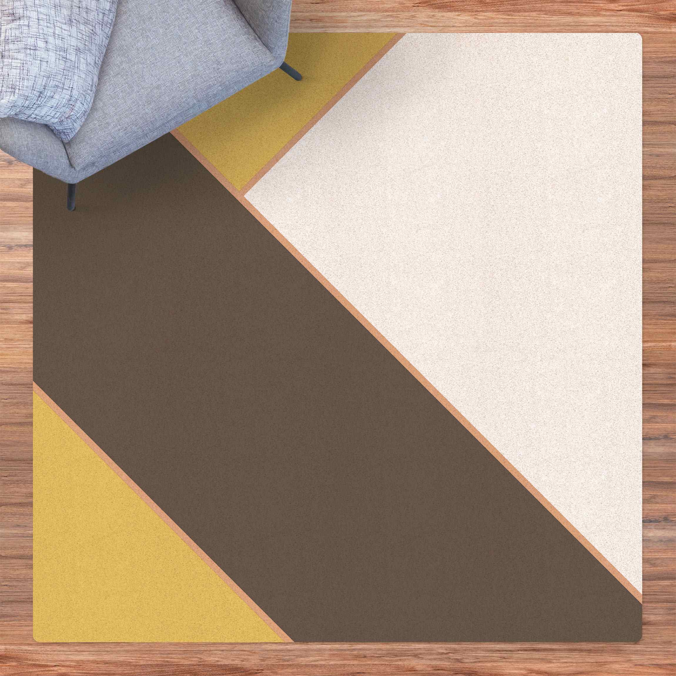 Kork-Teppich Eckiges Geflecht Sand