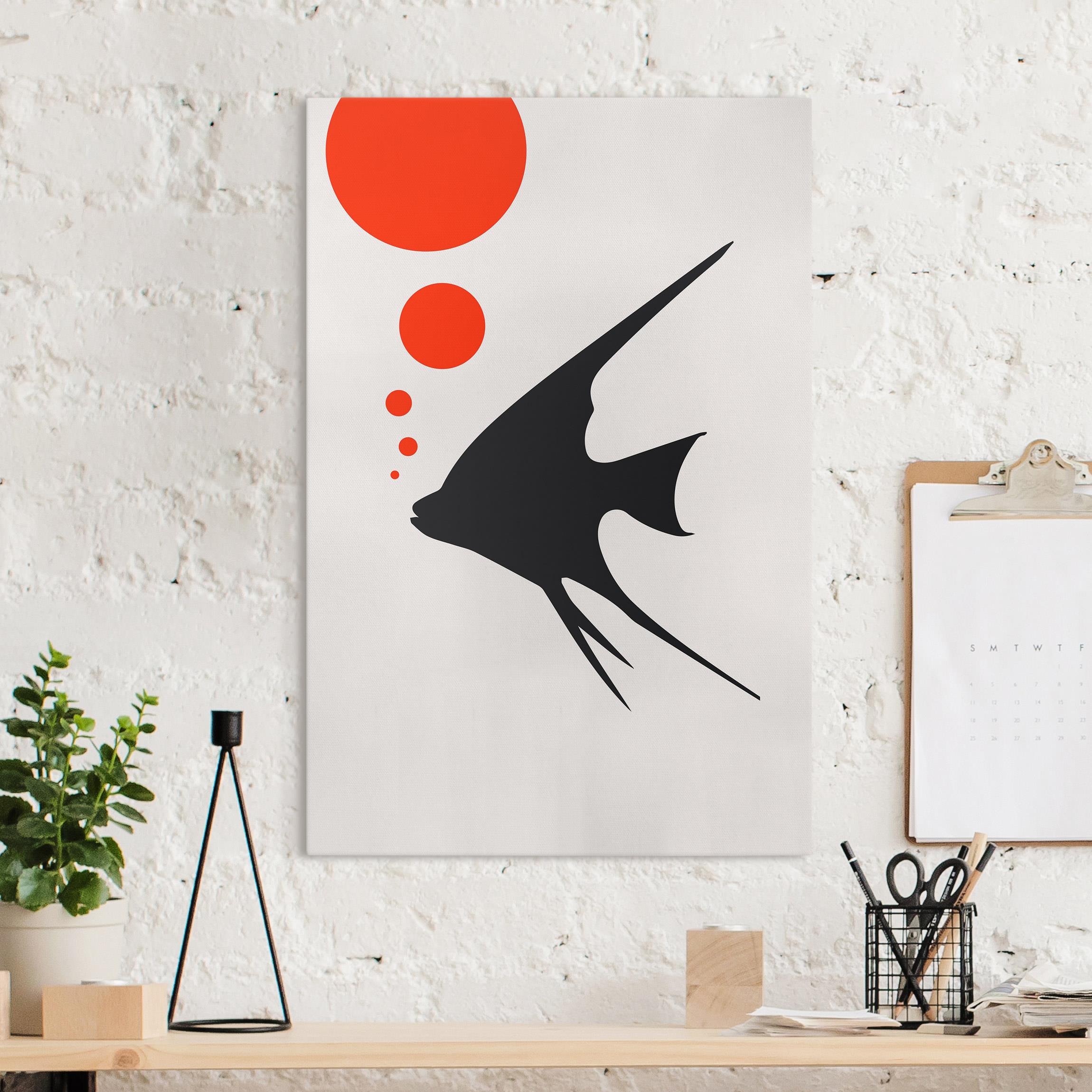 Leinwandbild Fisch mit Roten Blasen