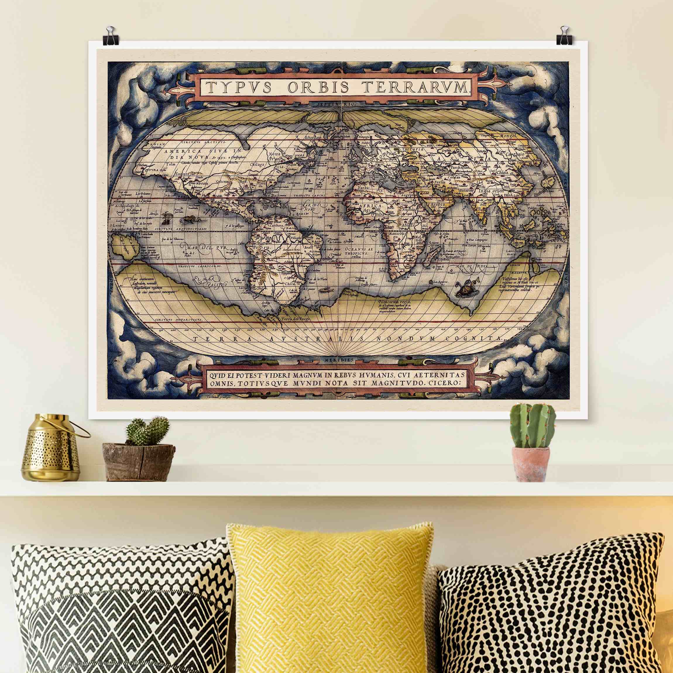 Poster Historische Weltkarte Typus Orbis Terrarum