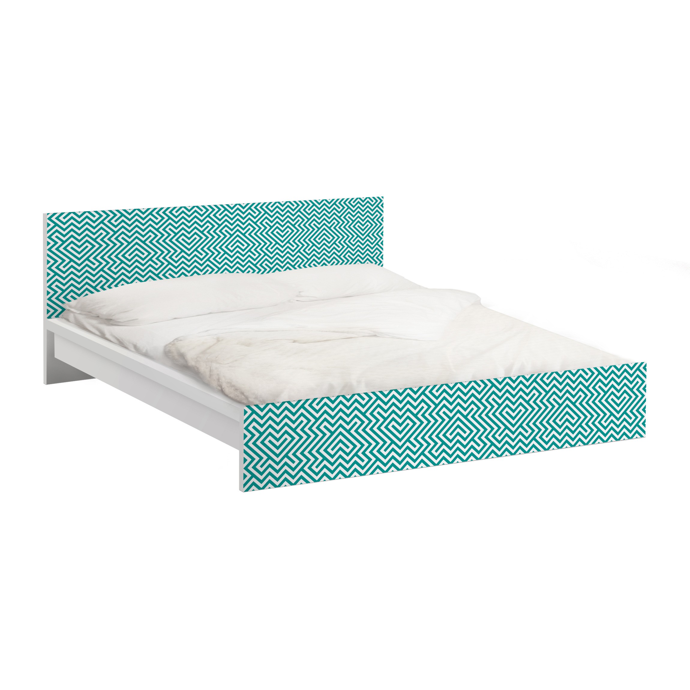 Möbelfolie für IKEA Malm Bett 140 cm Breite Geometrisches Design Mint