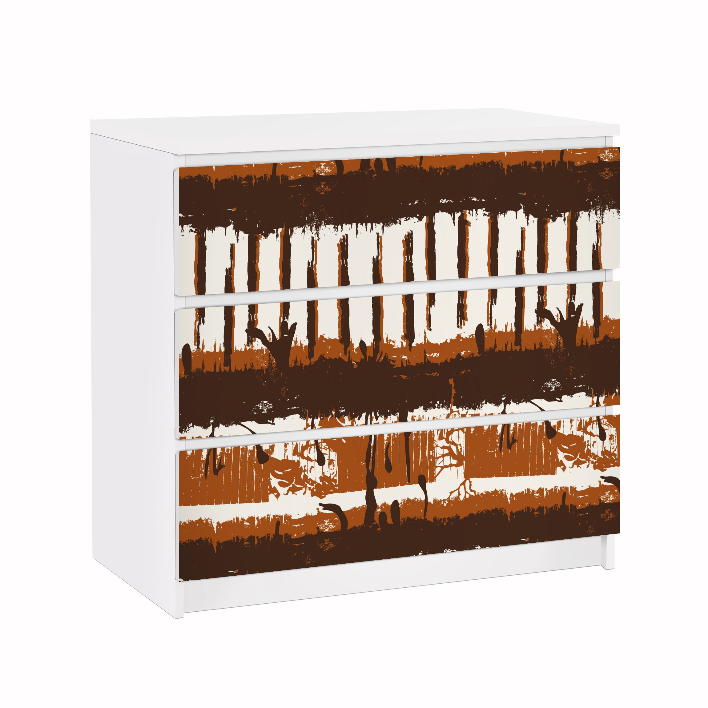 Möbelfolie für IKEA Malm Kommode 3 Schubladen Ethno Streifenmuster