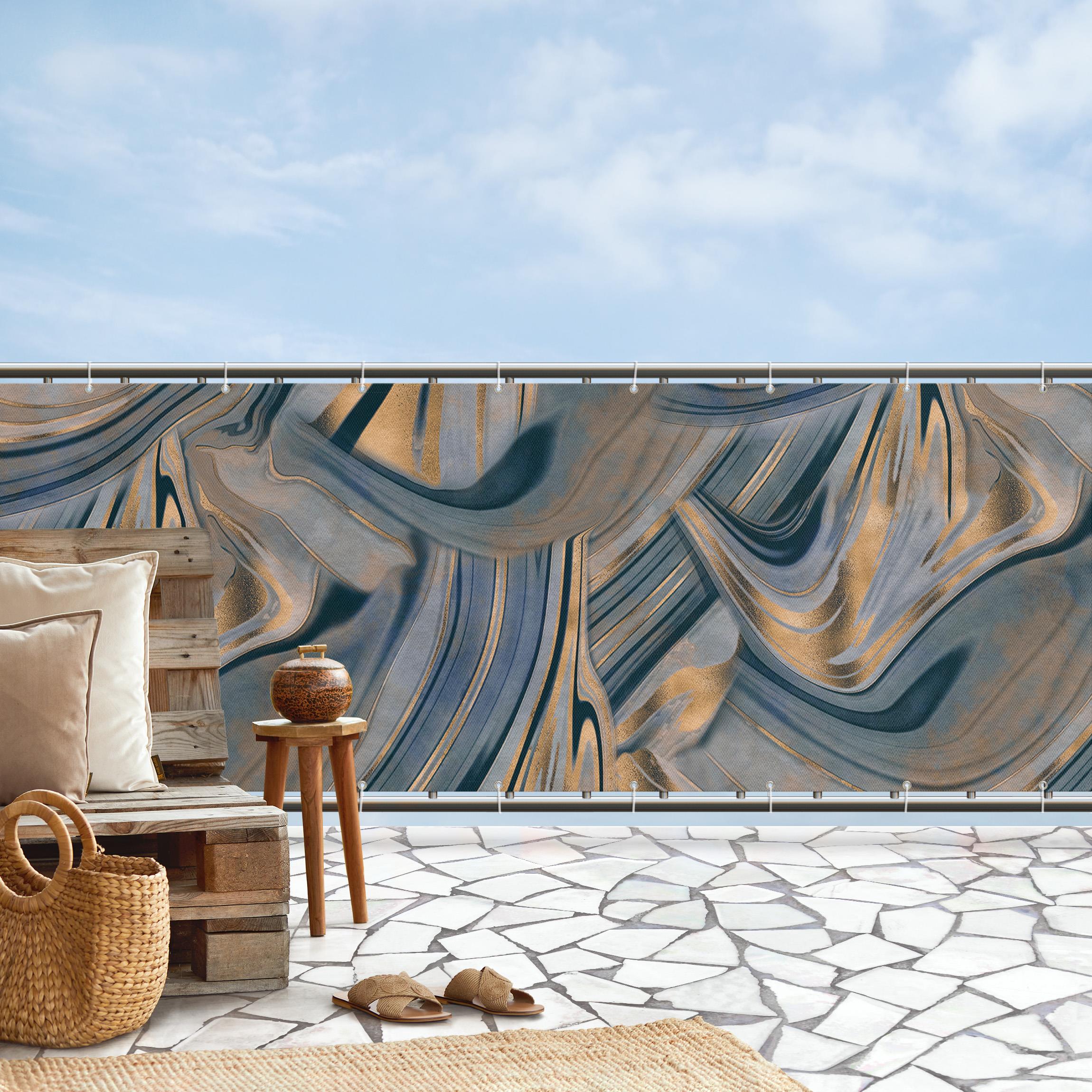 Balkon Sichtschutz Edelstein Saphir und Kupfer