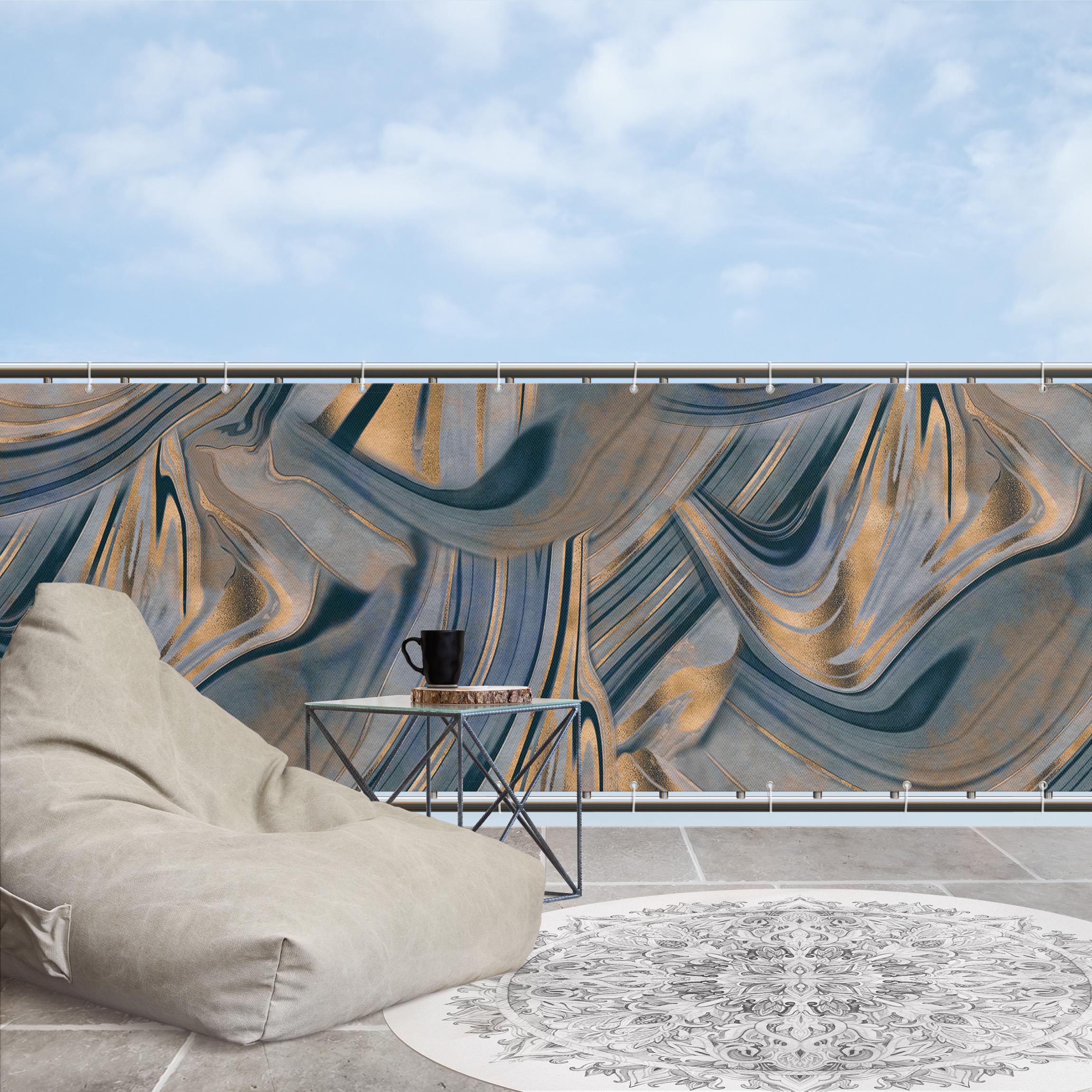 Balkon Sichtschutz Edelstein Saphir und Kupfer