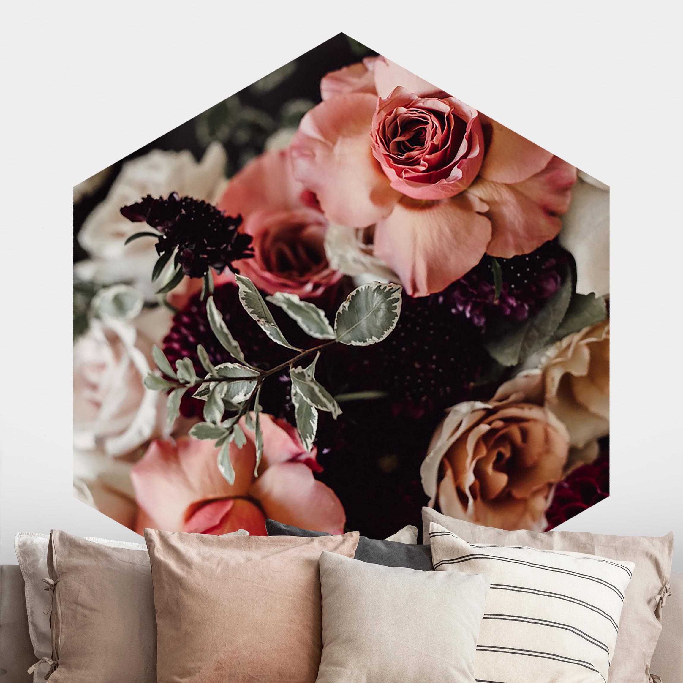 Hexagon Fototapete Edles Blumen Bouquet