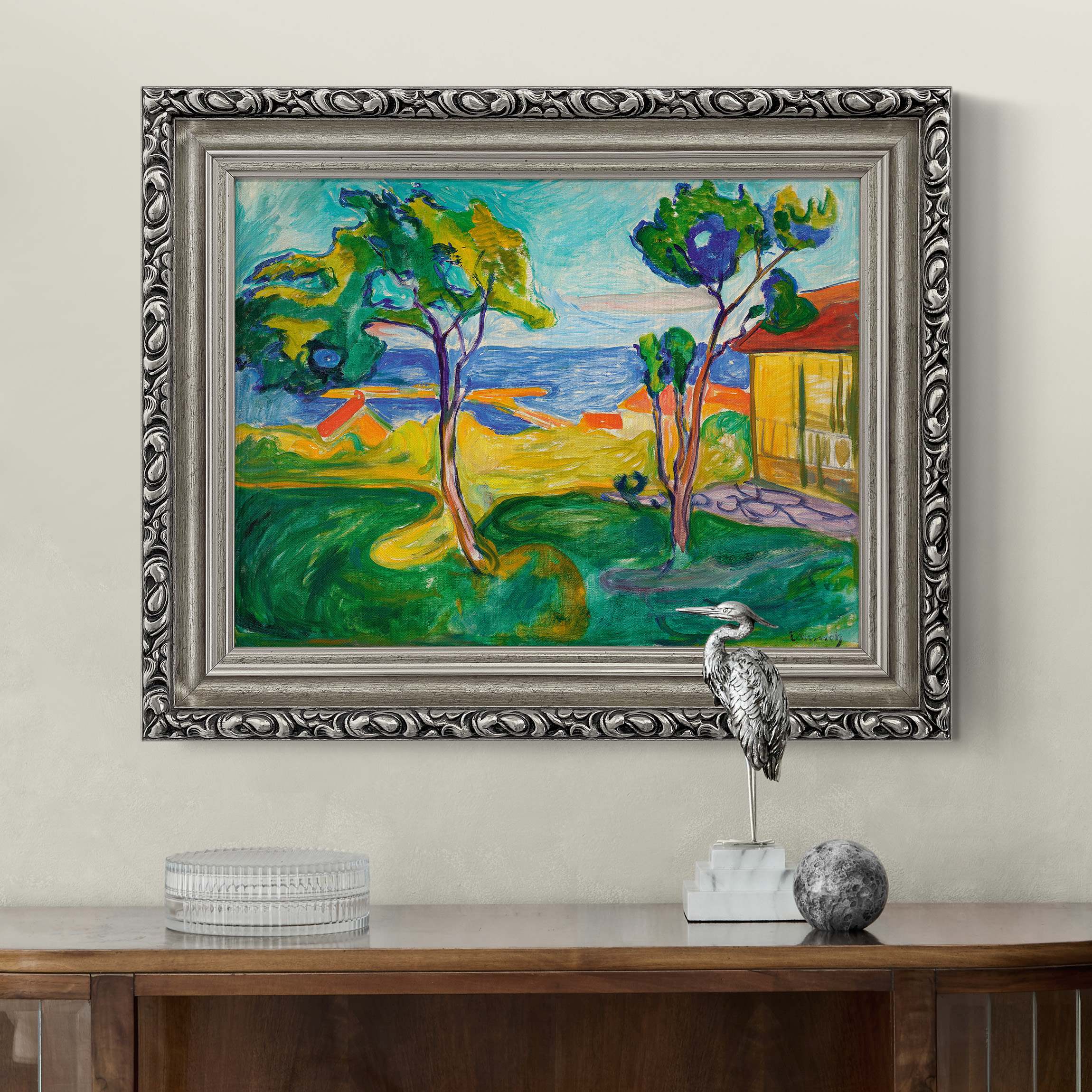 Leinwandbild in Barockrahmen Edvard Munch - Der Garten