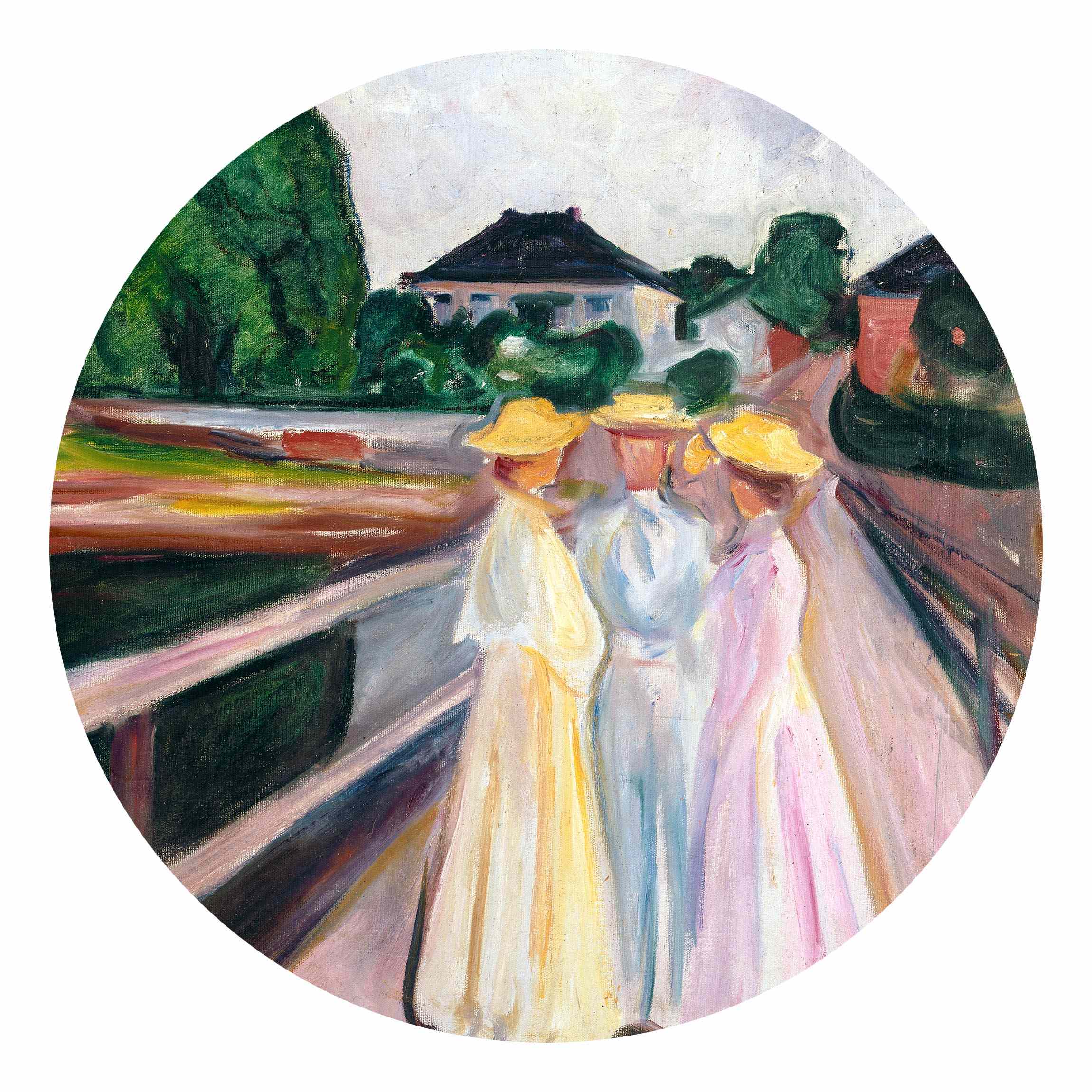Runde Fototapete selbstklebend Edvard Munch - Drei Mädchen