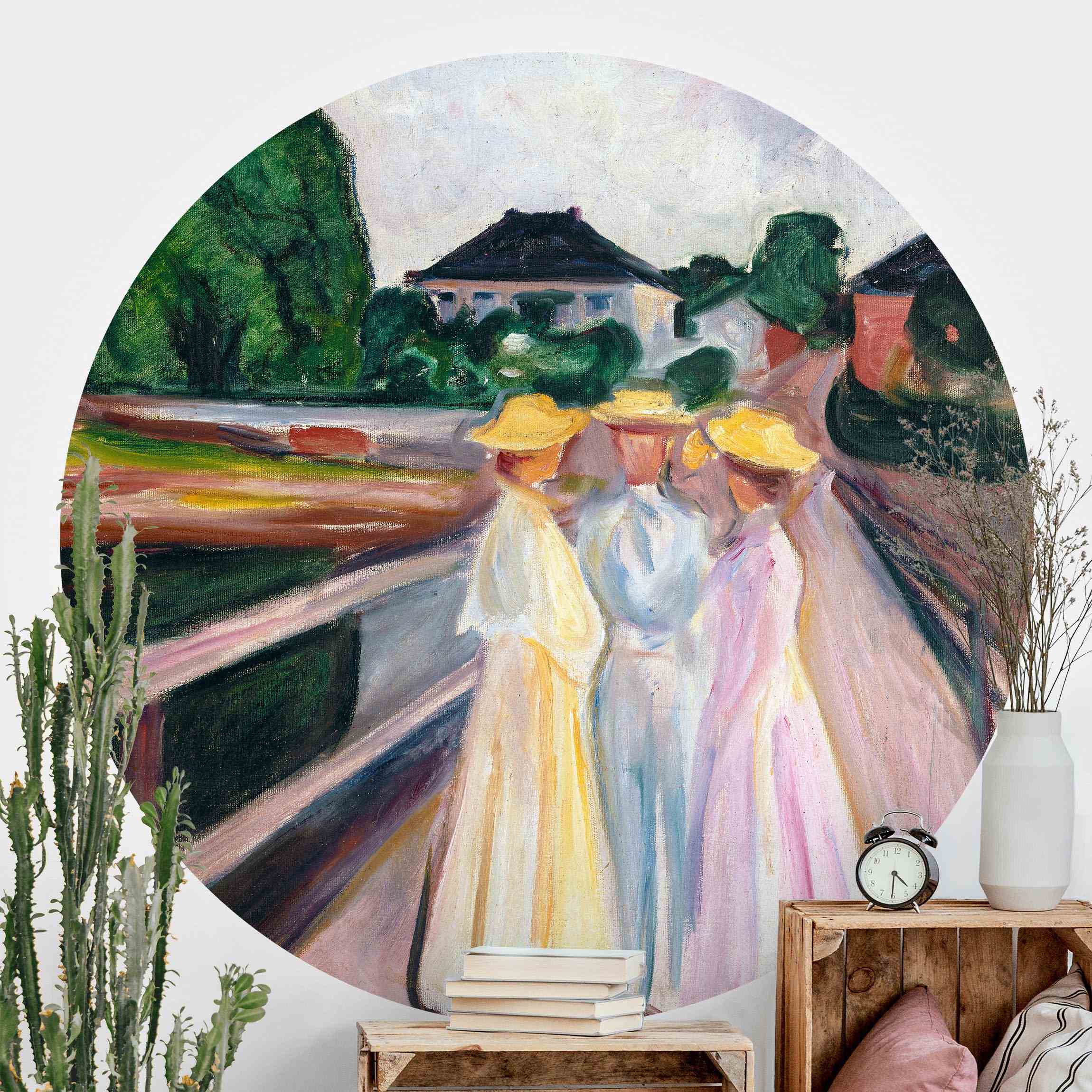 Runde Fototapete selbstklebend Edvard Munch - Drei Mädchen