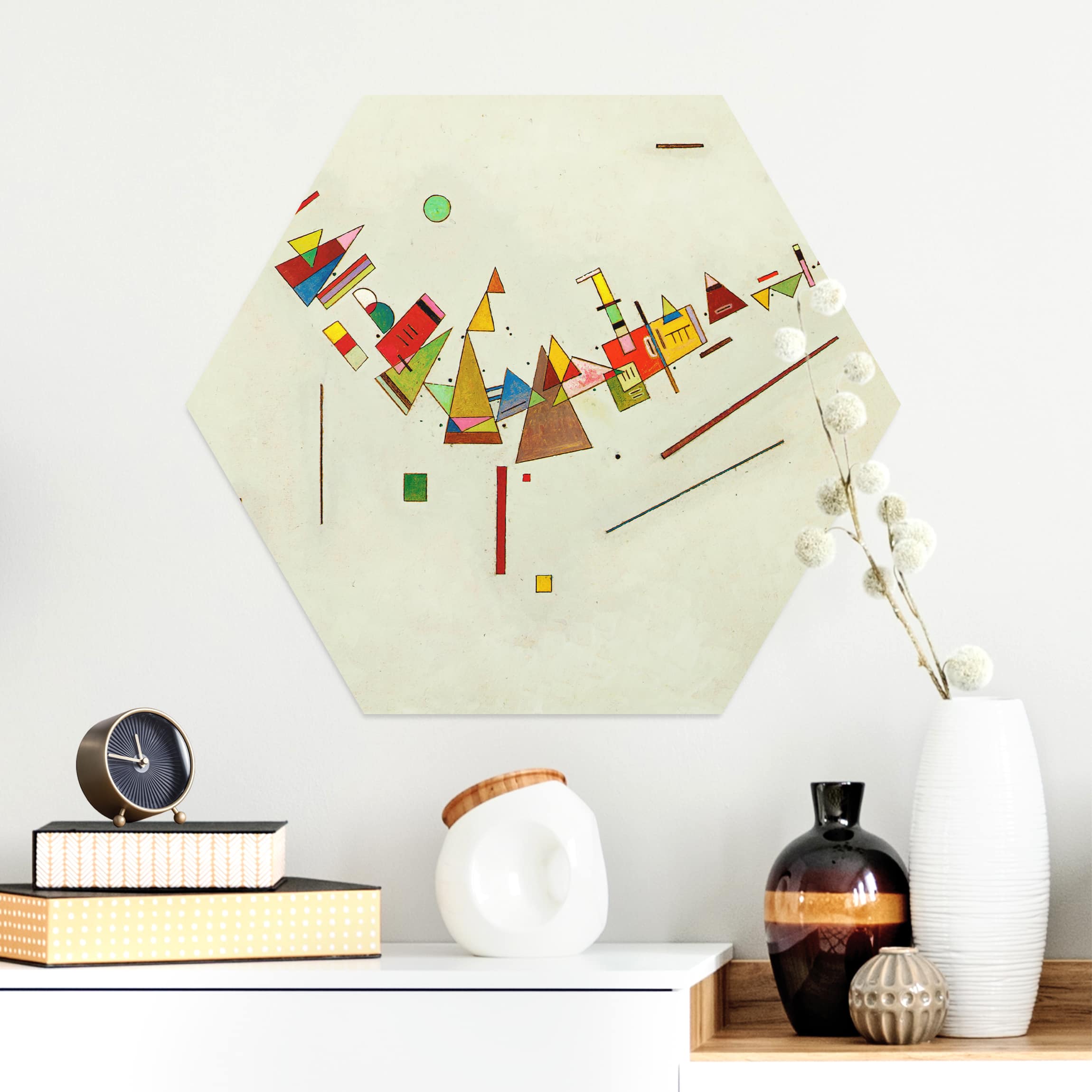 Hexagon-Alu-Dibond Bild Wassily Kandinsky - Winkelschwung