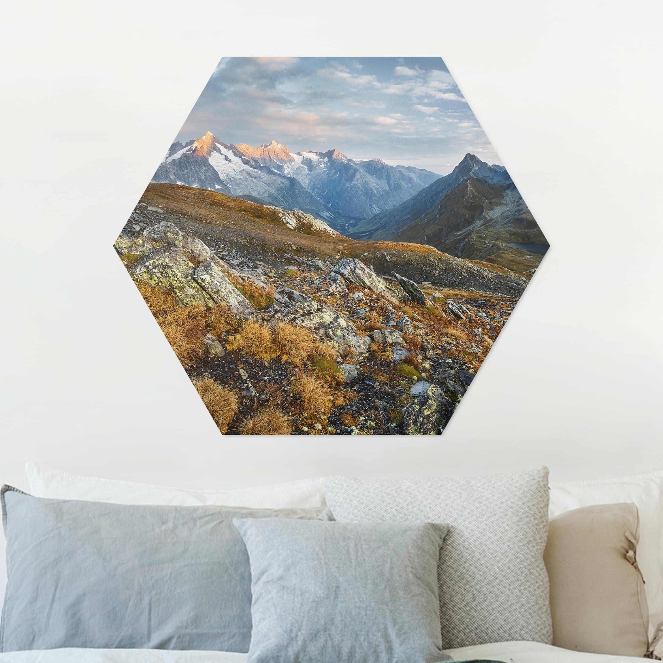 Hexagon-Alu-Dibond Bild Col de Fenêtre Schweiz