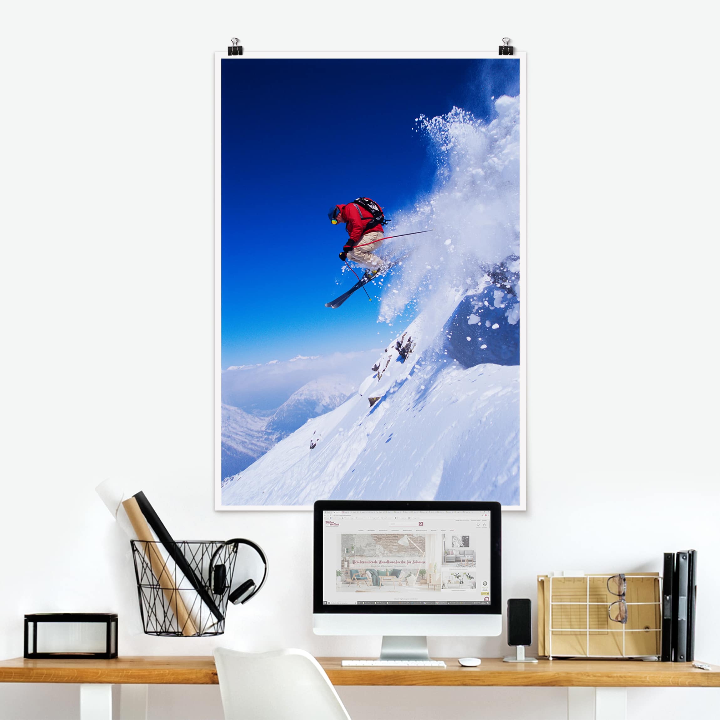 Poster - Hochformat Skisprung am Hang
