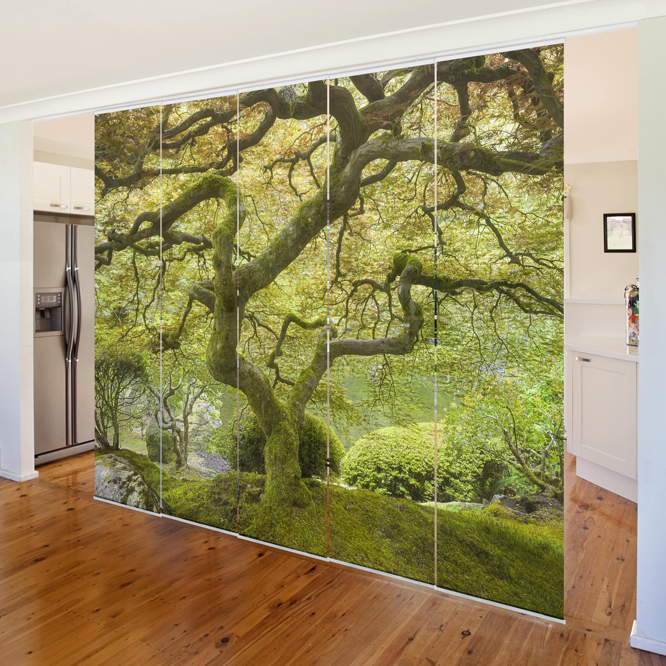 Schiebegardine Set Grüner Japanischer Garten