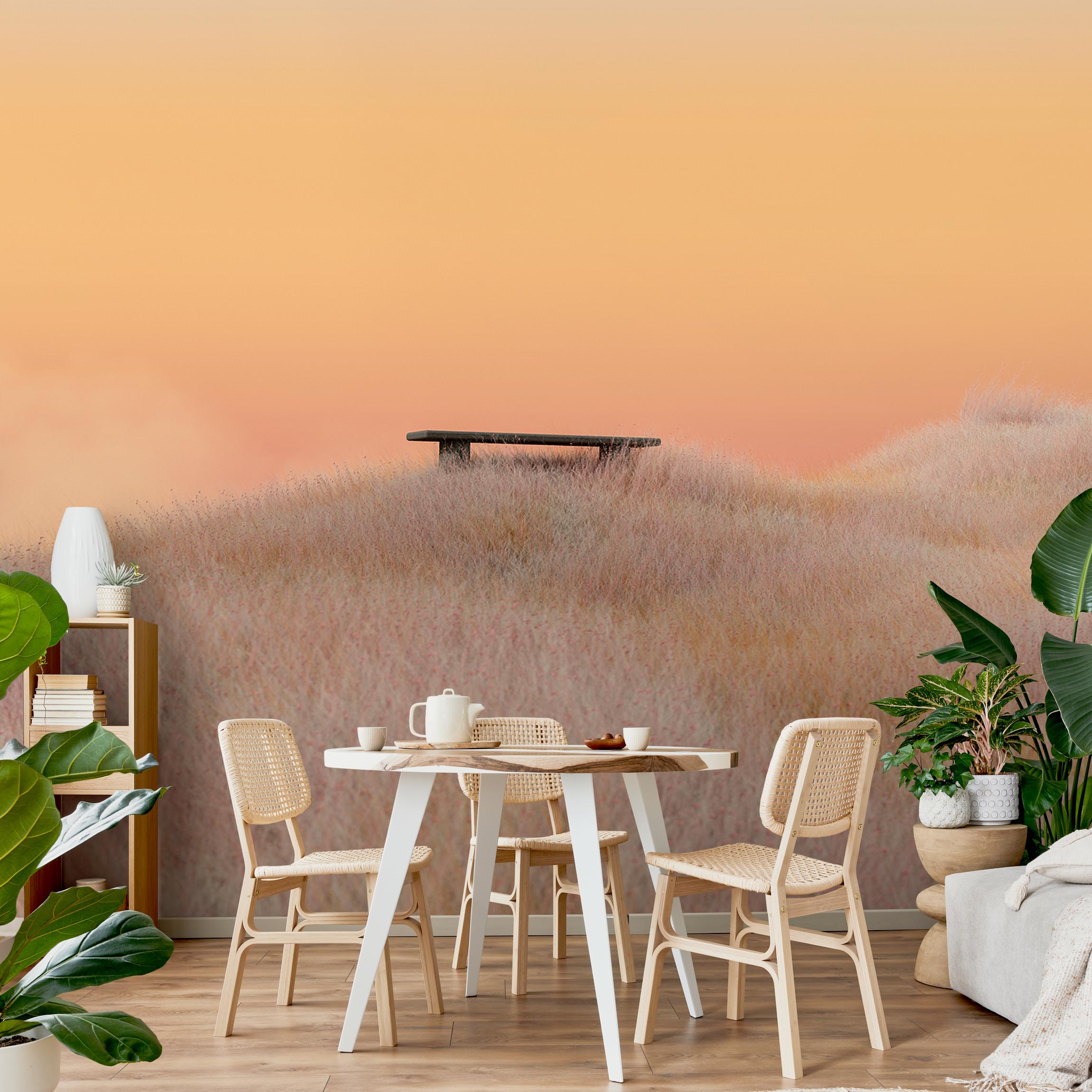 Fototapete Eine Bank am Horizont