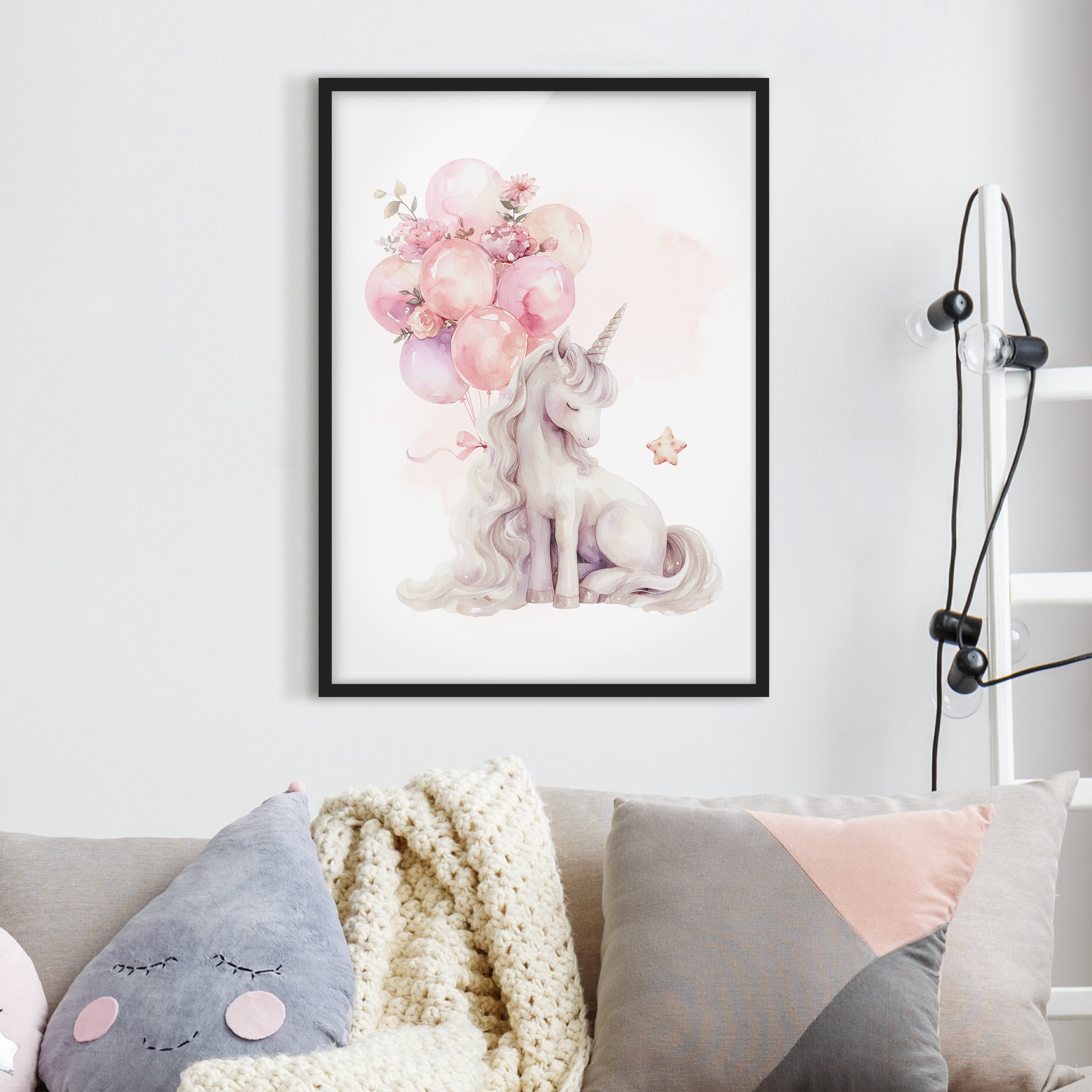 Bild mit Rahmen Einhorn und ein kleiner Stern