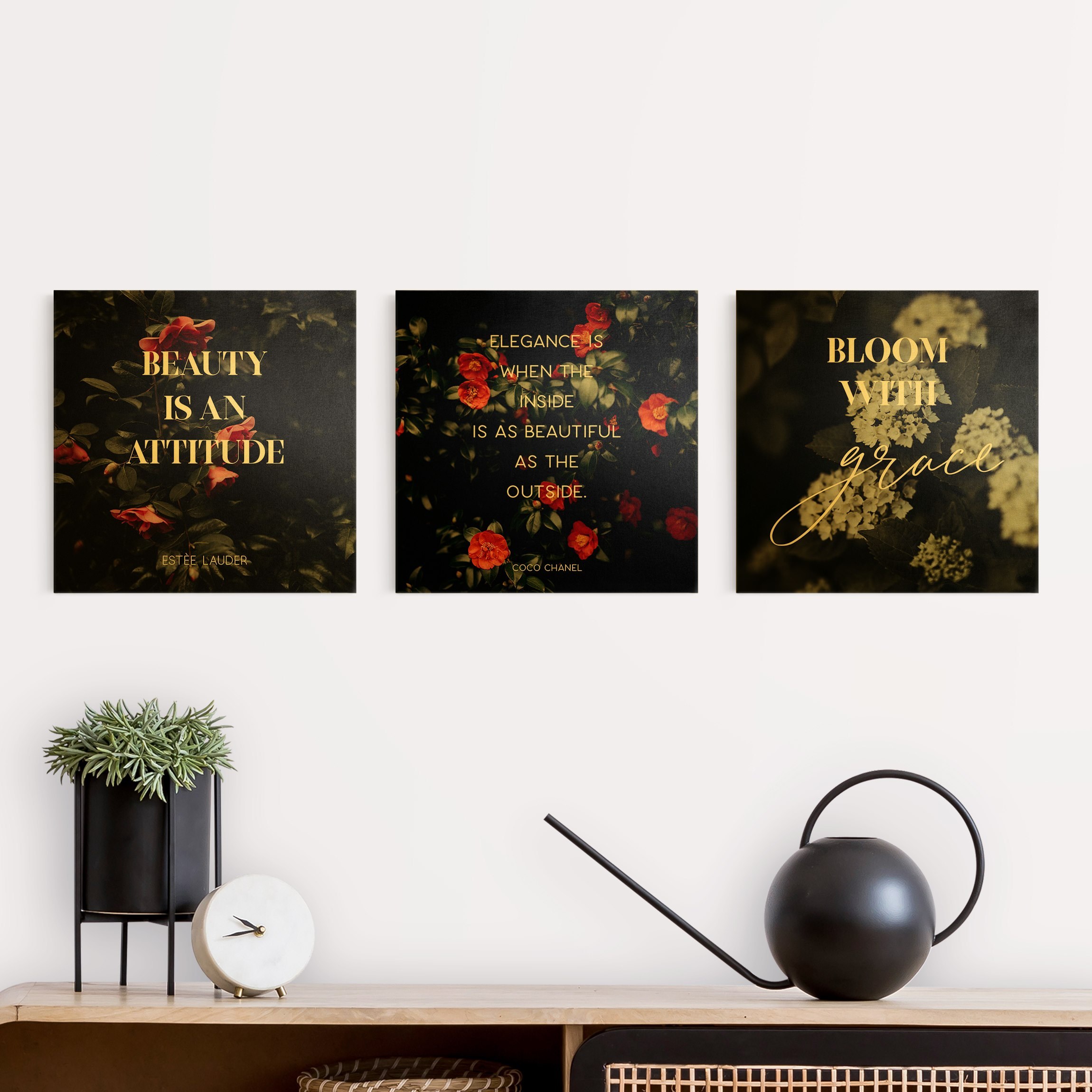 3-teiliges Leinwandbild Elegance, Beauty & Grace