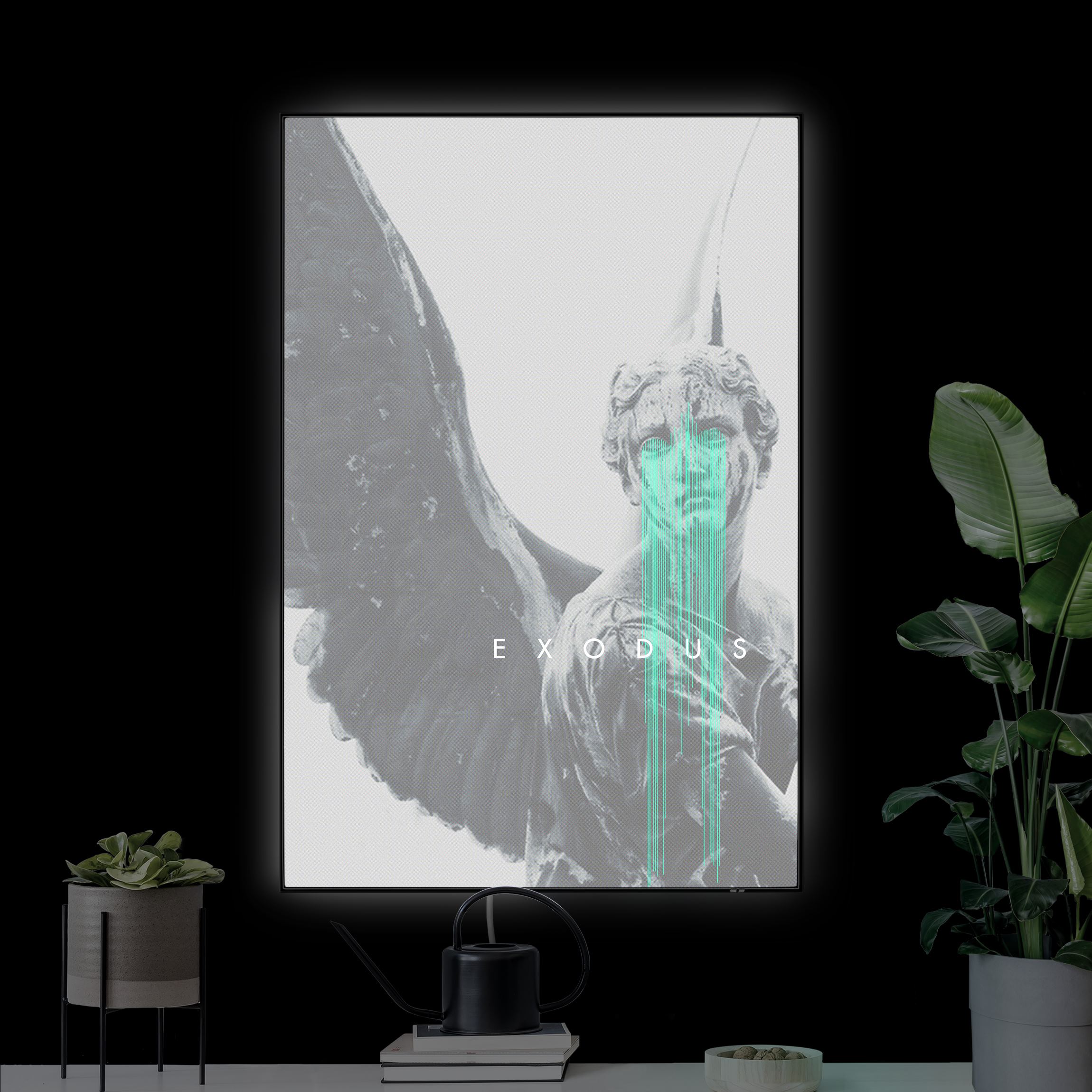 LED-Wechselbild Engel mit digitalen Tränen
